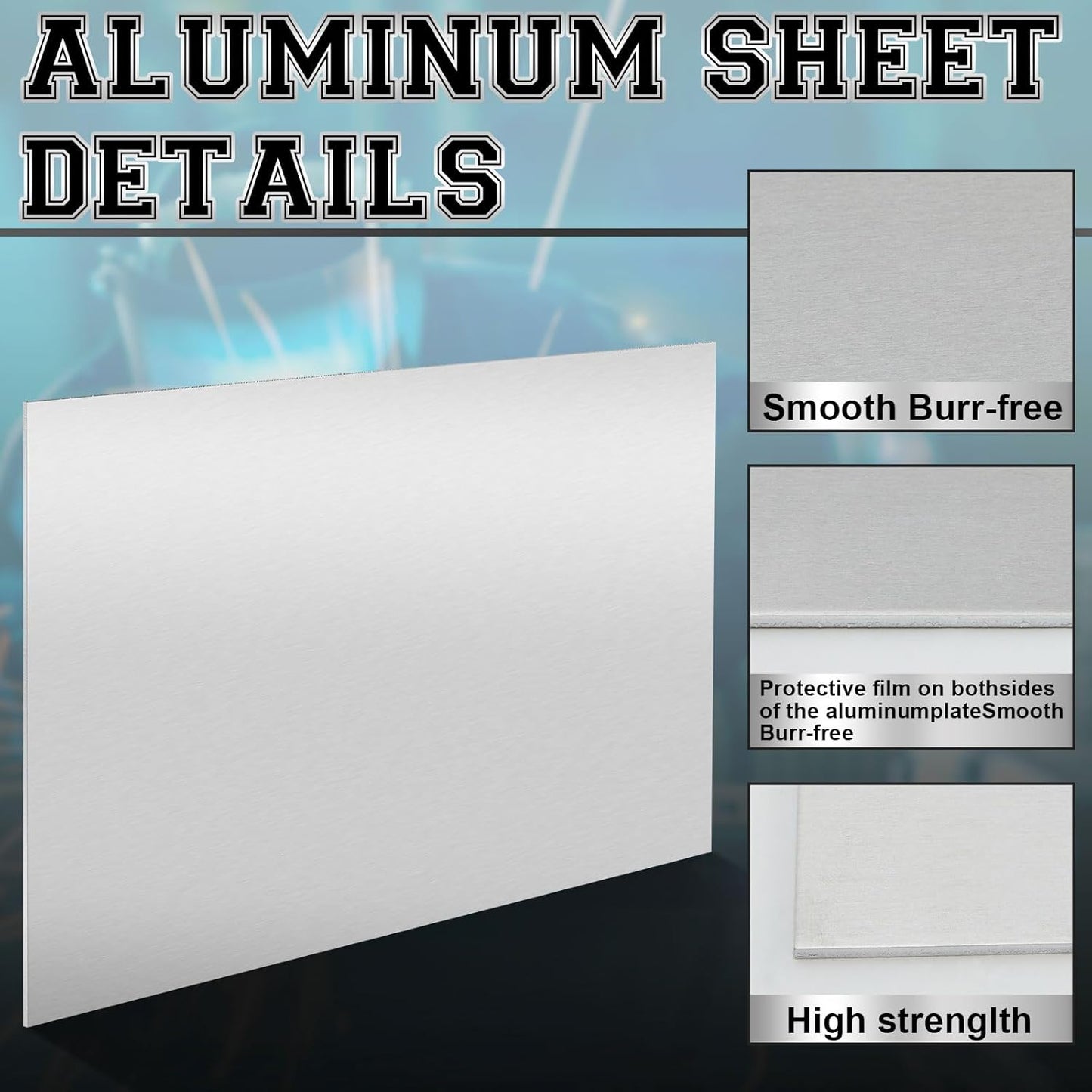 2 Pack 5052 Aluminum Sheet Metal 8" x 10" Aluminum Plate 1/8 (0.125'') Inch Thickness Rectangle Metal Panels for Industry Crafting Handcraft DIY Projects