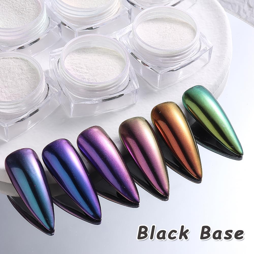 12 Jars Mermaid Chrome Nail Powder, Iridescent Aurora Powder Pearlescent Dust Metallic Mirror Glitter Effect Pigment Nail Art Glitter Manicure Decoration for Home DIY Salon