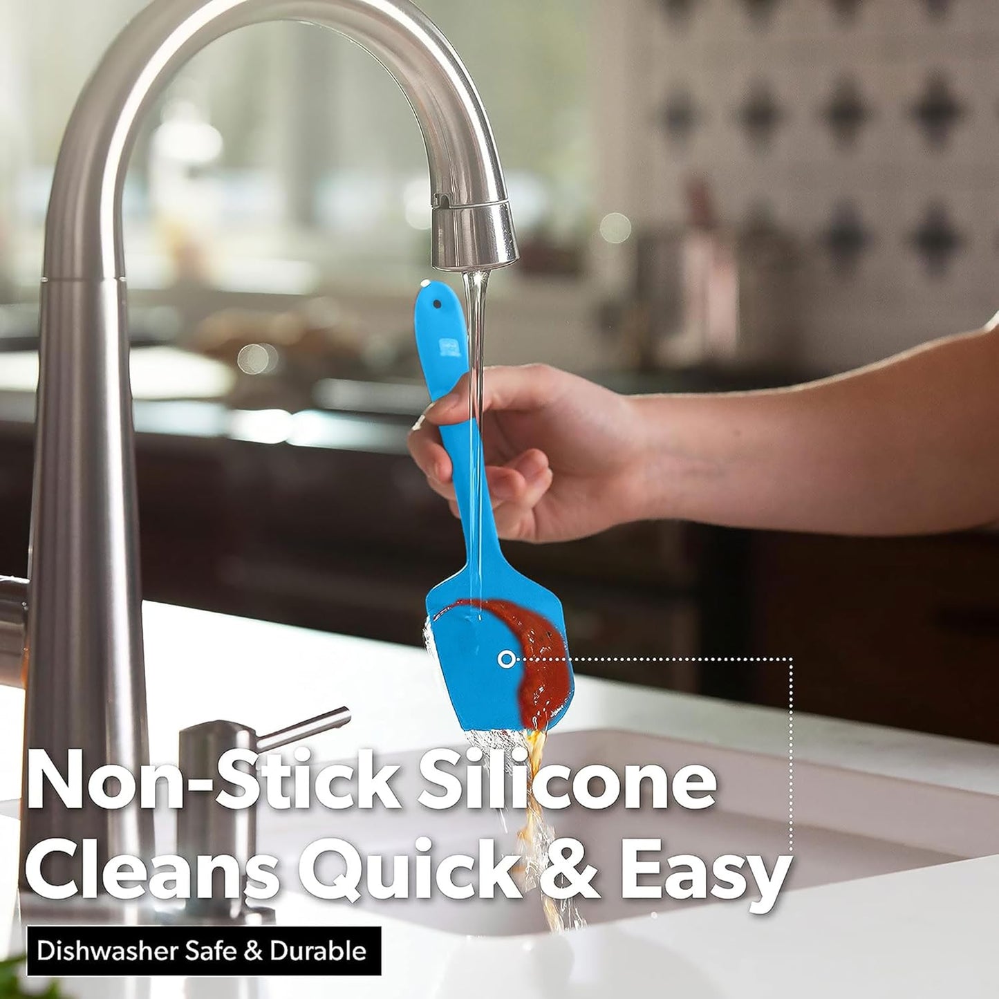 DI ORO Silicone Spatula Set - Rubber Kitchen Spatulas for Baking, Cooking, & Mixing - 600°F Heat-Resistant & BPA Free Silicone Scraper Spatulas for Nonstick Cookware - Dishwasher Safe (4pc, Blue)