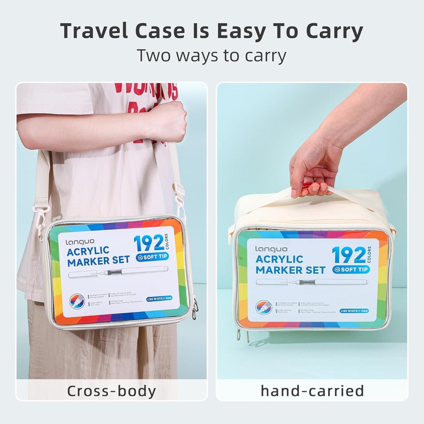 192 Color Acrylic Paint Markers Set – Brush Tips, Quick Dry Permanent Markers for Rock, Egg, Wood, Fabric, Glass, DIY Crafts, Waterproof Fabric Paint Marker for Adult Coloring Books No Bleeding