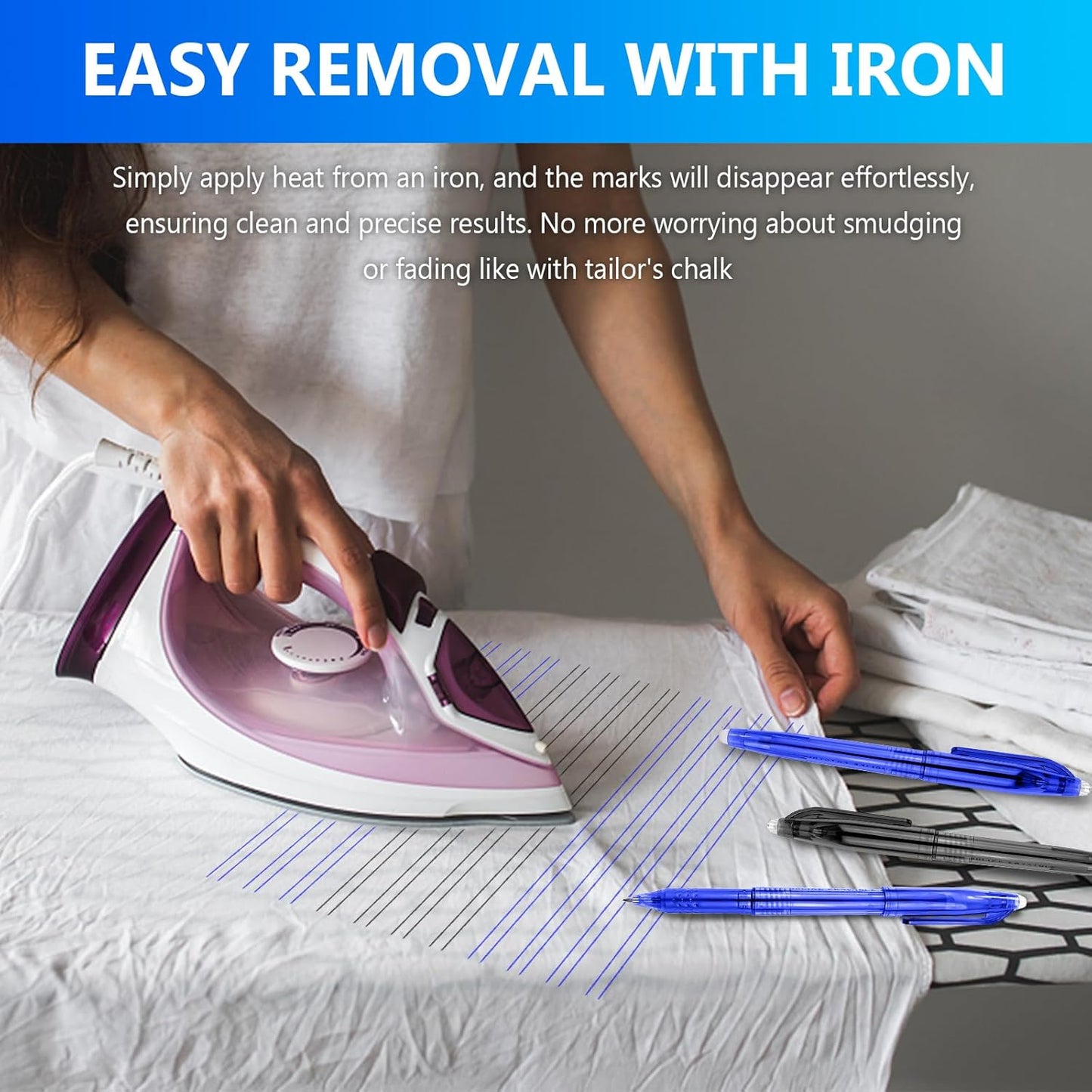 12pcs Heat Erasable Pens for Fabric Fabric Marking Pens Fabric Markers for Quilting Sewing DIY Dressmaking Fabrics Tailors Chalk