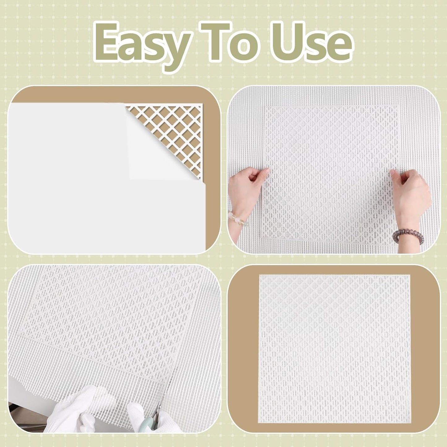 24 Pcs Mosaic Grid Tile Mesh with Adhesive Backing, 12x12 Inch Alkaline Resistant Fiberglass Sheets for DIY Installation, Crafts, Bathroom, Kitchen