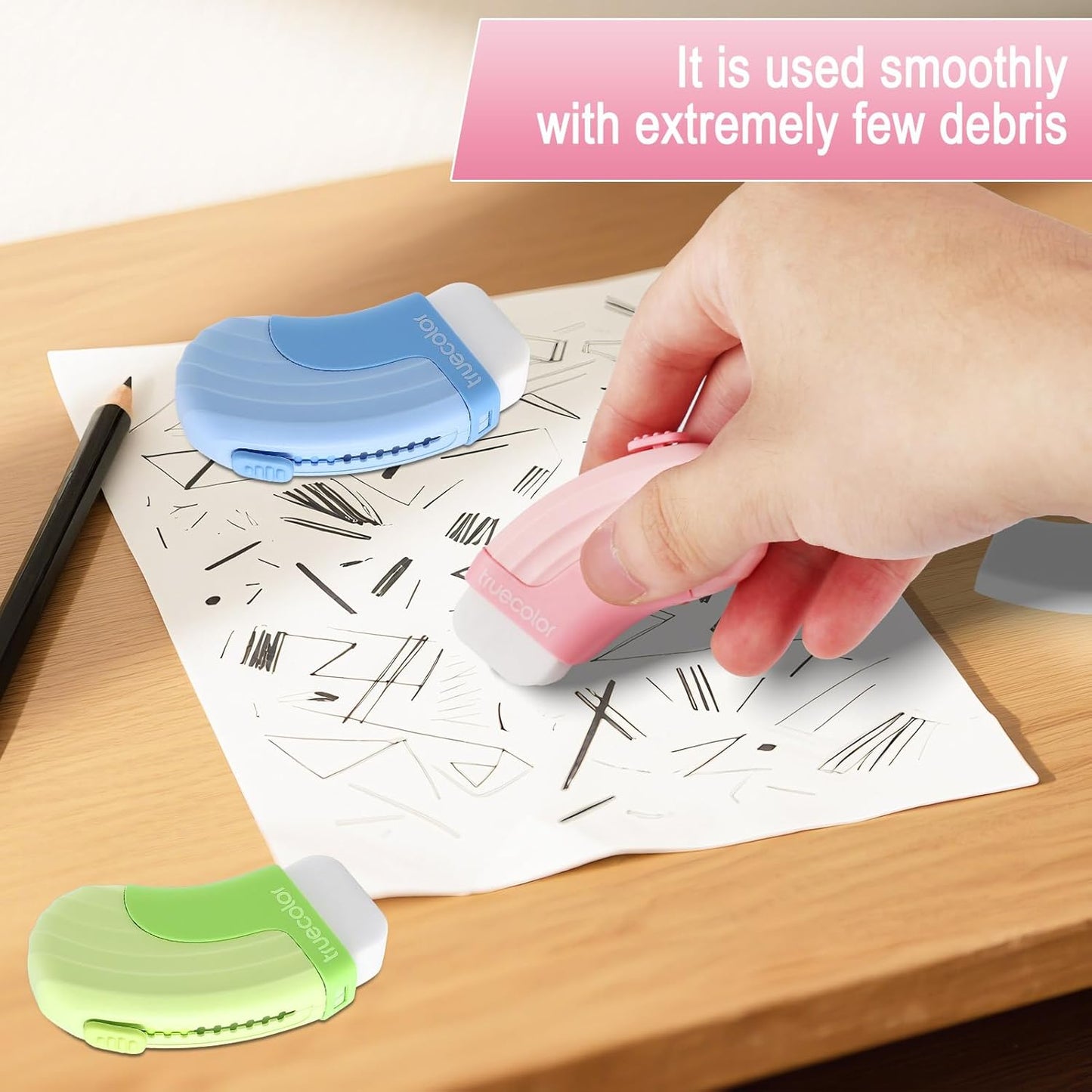 12Pack Sliding Retractable Eraser 3Pcs Large Push up Mechanical Eraser with 9Pcs Erasers Refills Cute Art Drawing Pencil Erasers for Home Office Supplies Funny Stationery Gifts for Boys Girls