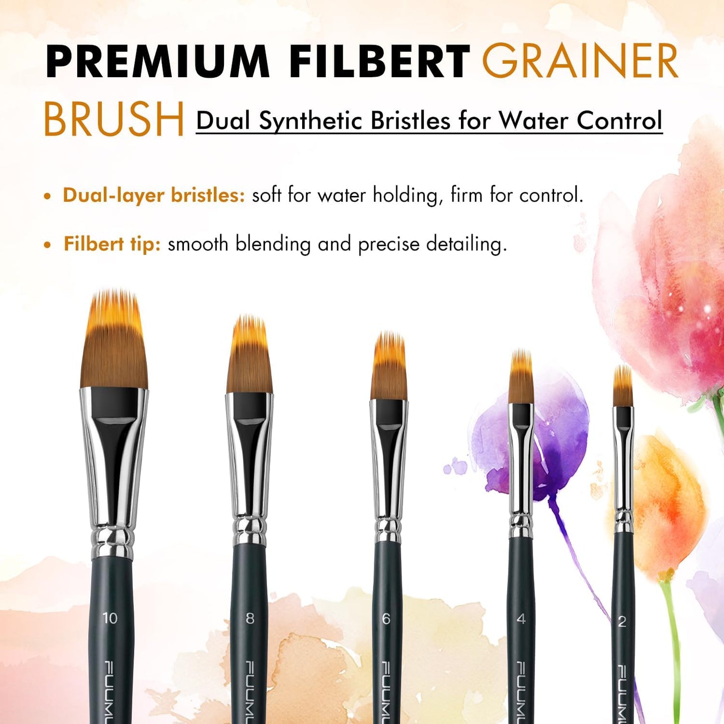 5pcs Dual-Layer Grainer Brush Set- Fuumuui Professional Synthetic Filbert Comb Brushes for Unique Texture Painting Perfect for Artists Acrylic, Watercolor and Oil