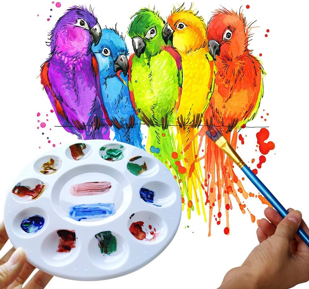 Hulameda 80pcs Paint Tray Palettes, Plastic Round Pallets for Kids or Students,Craft DIY or Have a Birthday Painting Party