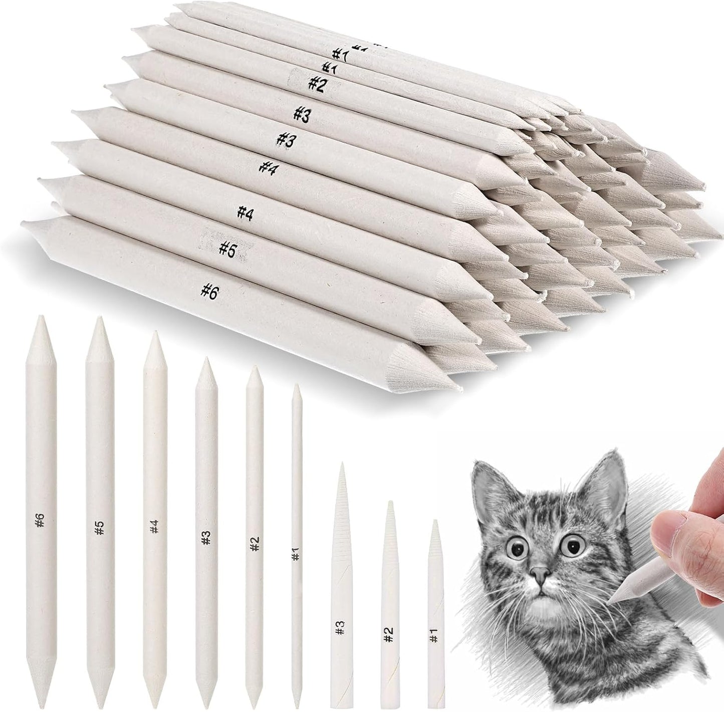 108 PCS Blending Stumps and Tortillions Blending Sticks, Oil Pastel Blending Pencil Soft Paper Felts Sketch Shading Pencils Colored Pencil Blender for Artists and Students Drawing Supplies (9 Sizes)