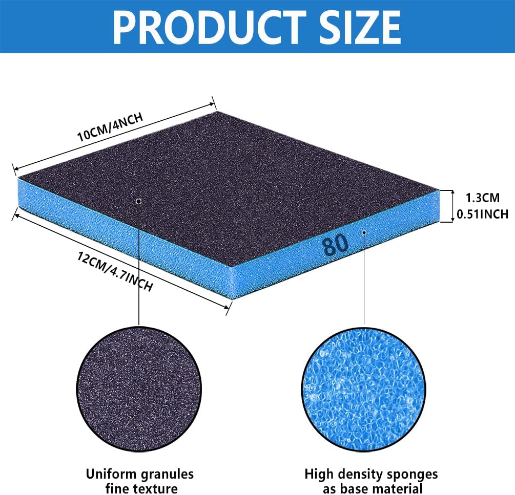 16 Pack 320 Grits Sanding Sponge Fine Sanding Block, Washable and Reusable Wet Dry Sandpaper Block Sandpaper Sponge for Wood Metal FurniturePaint and Drywall