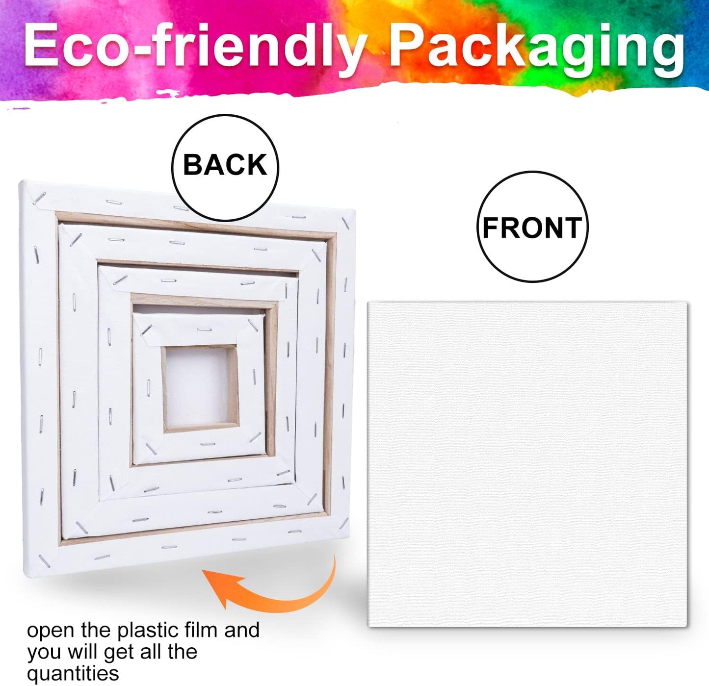 4 Packs Square Canvases for Painting with 4"x 4", 6"x 6", 8"x 8", 10"x 10", Painting Canvas for Oil & Acrylic Paint