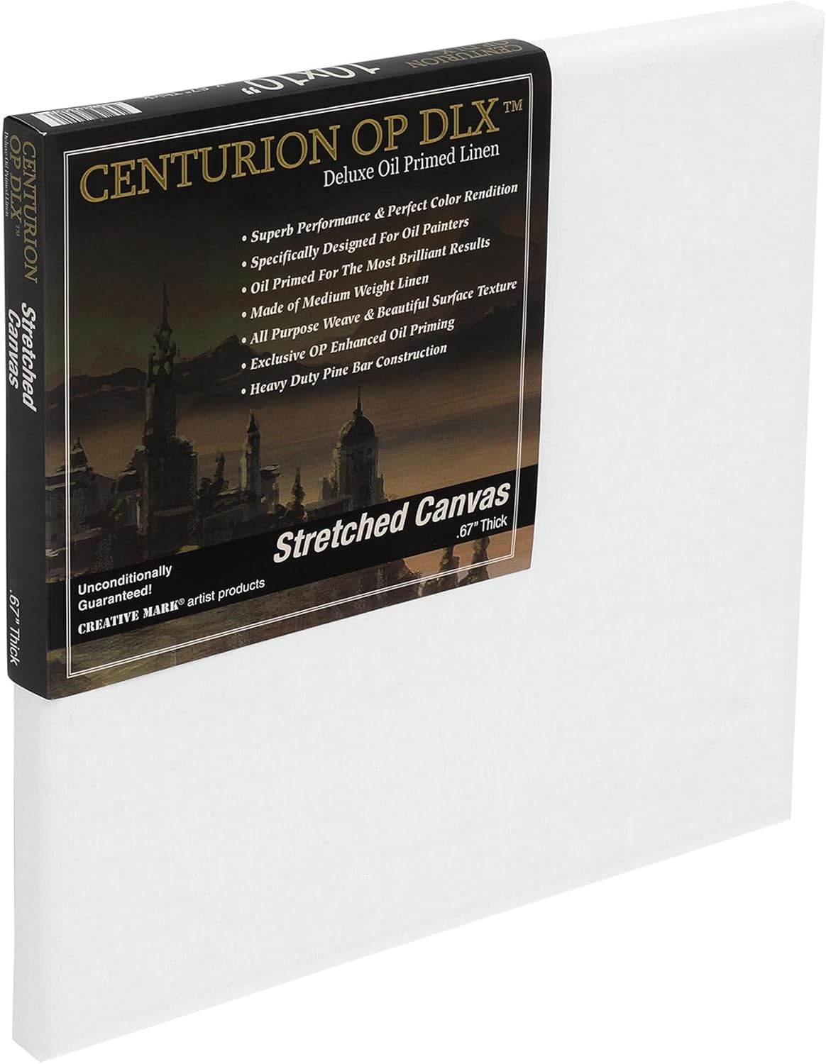 Centurion Deluxe Professional Oil Primed Linen Stretched Canvas, 11oz Linen, 20x20 - Box of 6, 0.67" Deep Canvases, Kiln-Dried Stretchers, Back Stapled, Premium Medium Weight Canvas for Oil Paintings
