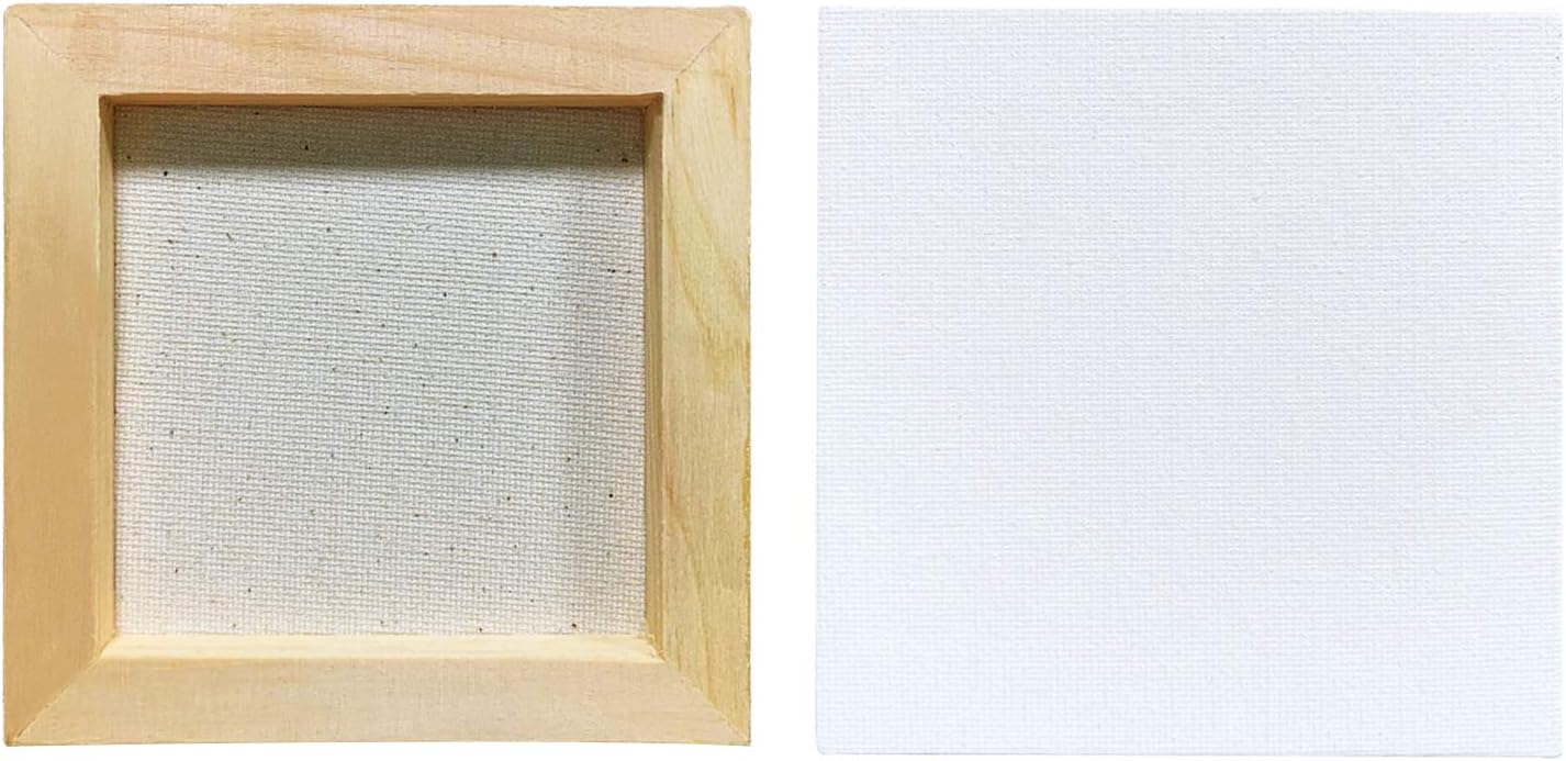 AUREUO Mini Stretched Canvas - 3x3 Inch/24 Pack - 2/5 Inch Profile Small Square Canvas - Gift Set Bulk Pack Canvases for Acrylic Painting & Craft