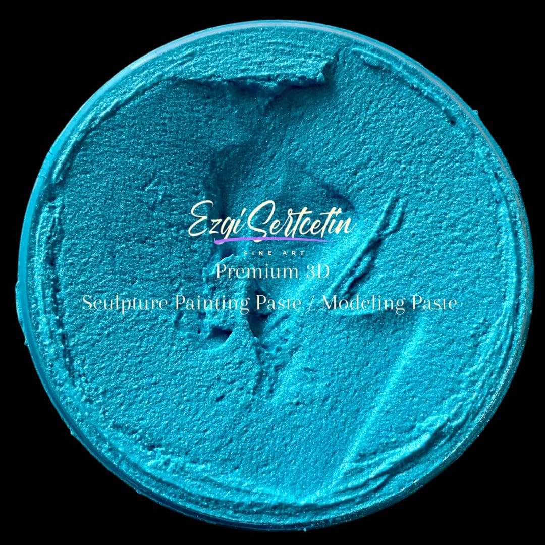 3D Sculpture Painting Paste|Texture Paste|Decorative Plaster|Ready to Use|Unique Colors|Ideal for Artwork|Stencil|Flowers|Texture|Art Relief|New Formula| 6 oz (Metallic Turquoise)