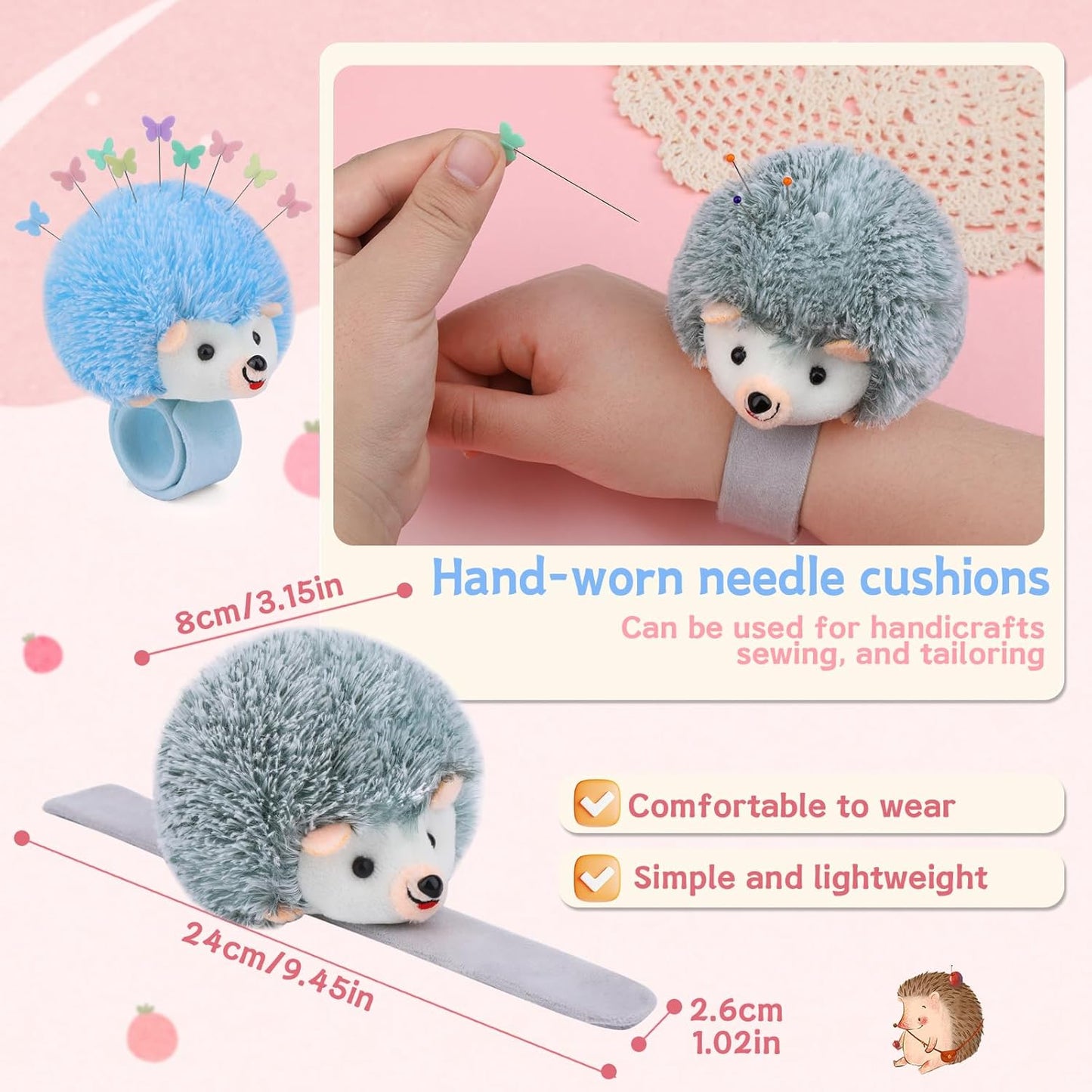 UzecPk Wrist Pin Cushion Kit, Sewing Products Including 2 Wrist Pin Cushion, 50Pcs Sewing Needles, Seam Ripper, Thimble, Scissors, and Soft Tape Measure for Sewing and Quilting DIY Projects