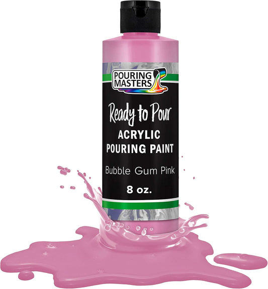 POURING MASTERS Bubble Gum Pink Acrylic Ready to Pour Pouring Paint - Premium 8-Ounce Pre-Mixed Water-Based - for Canvas, Wood, Paper, Crafts, Tile, Rocks and More