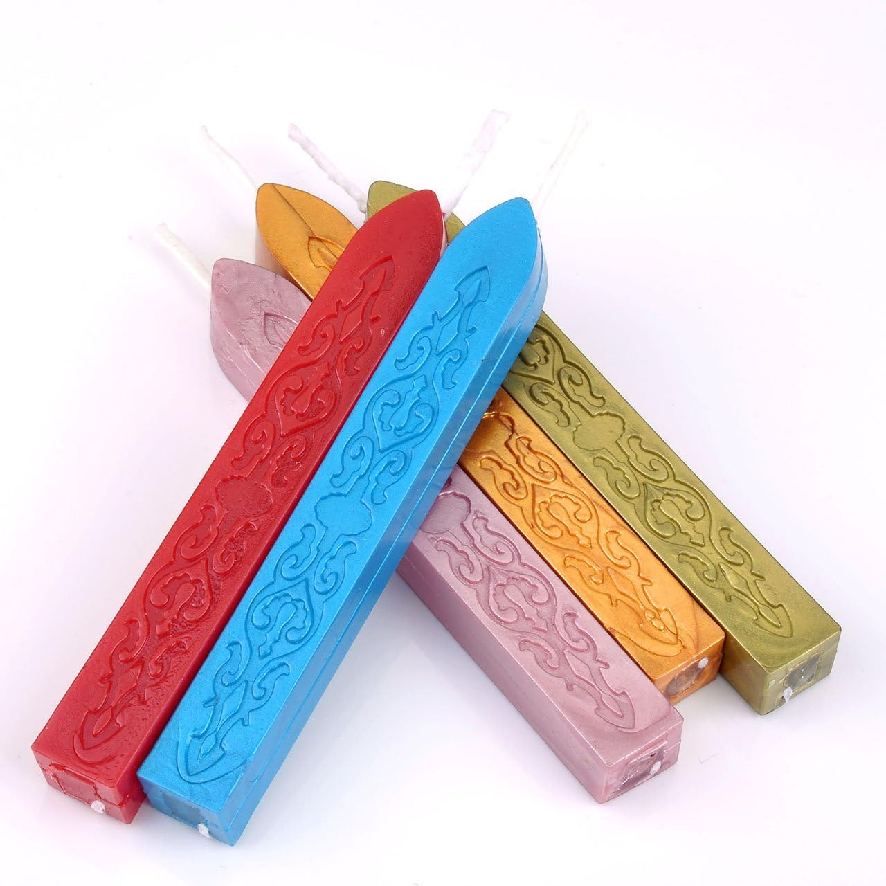 Yoption 5 Pcs Totem Fire Manuscript Sealing Sticks with Wicks Multi-Color Cord Wick Sealing Wax for Postage Letter Retro Vintage Wax Seal Stamp (Five Mix Colors)