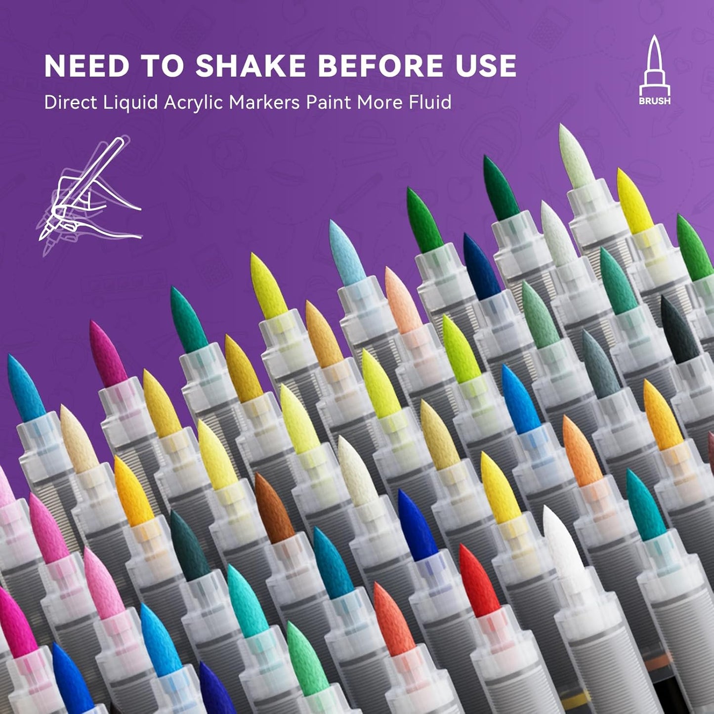 80 Colors Acrylic Marker With Brush Tip Automatic Ink Control, Water Based Ink Paint Markers For Rock Painting, Canvas, Wood, Ceramic, Glass, Stone, Fabric, DIY Crafts Textile & Art Supplies