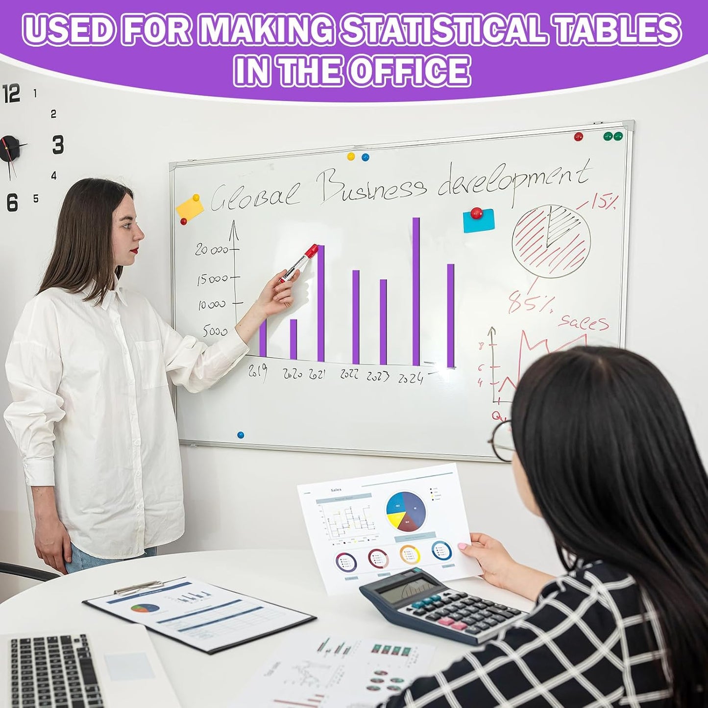 Magnetic Tape Roll Thin Strips, 0.39 Inch x 33 Feet Magnetic Board Dividers Whiteboard Graphic Decorative Tape Marking Line for Classroom Office Art Accessories(Purple)