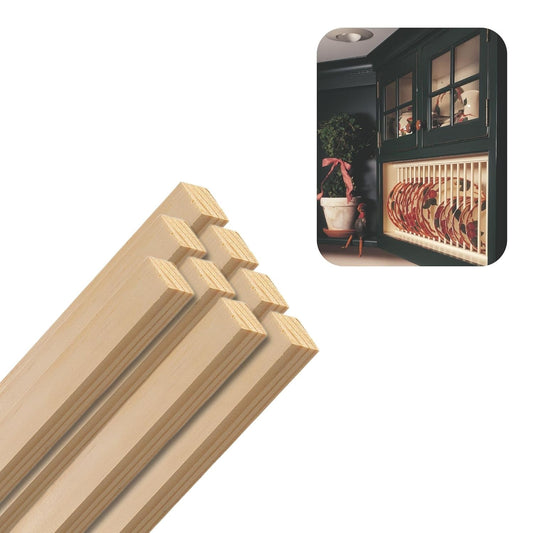 Pine Square Dowels (1" x 36", Pack of 8) | Variety of Diameters & Wood Species | Unfinished Wooden Dowel Rods for Crafts & DIY Home Projects | Curtain Rod, Macrame Supplies, Moulding Trim, Flagpole