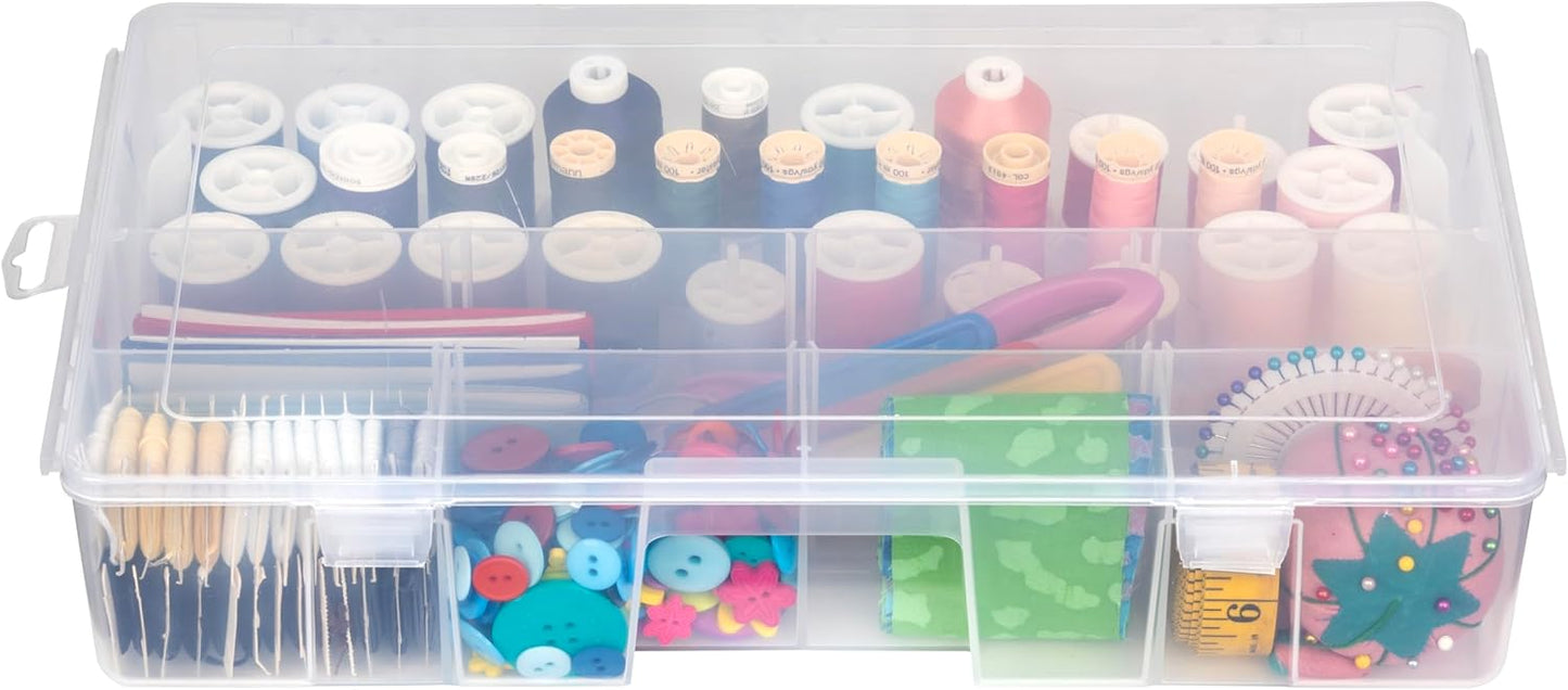 ArtBin 7003AB Sew-Lutions Sewing Supply Storage System with Lift-Out Thread Spool Tray, [1] Plastic Storage Case, Clear