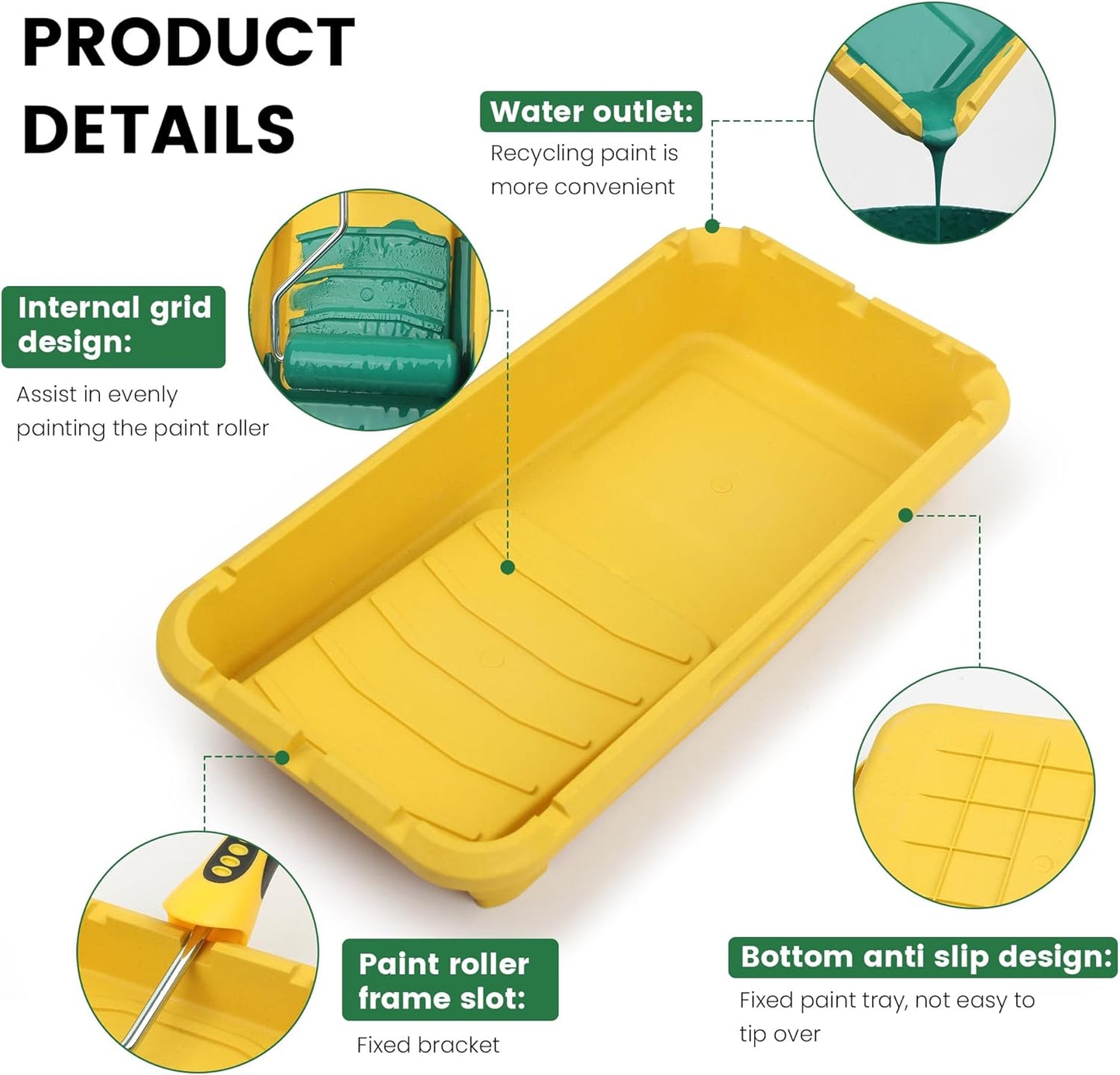 VOOMEY Paint Tray 4 inch, Paint Tray Liner, Paint Roller Tray with Paint Roller Frame 11 Pack, Paint Pan Easy to Clean and Reusable