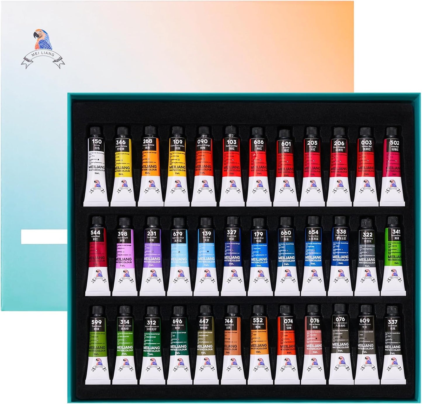 MeiLiang Watercolor Paint Set 36 Vibrant Colors 5ml / 0.17 Fl Oz Tubes, Watercolor Tubes with Great Value, Water Color Paints Art Supplies for Adults, Artists & Beginners