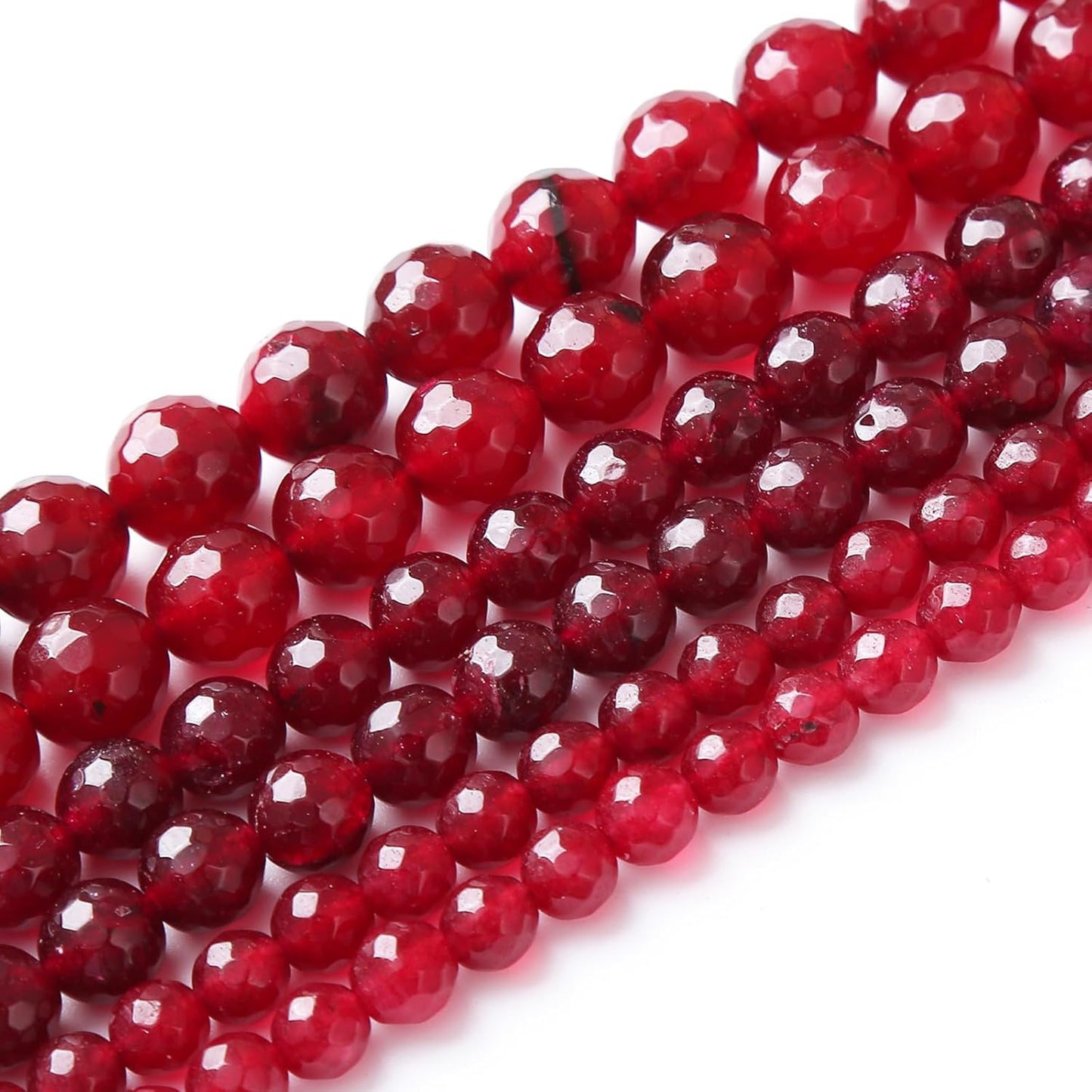 36pcs 10mm Faceted Red Jade Gemstone Beads Natural Stone Round Loose Spacer Beads for Jewelry Making DIY Bracelet Necklace 1 Strand 15inch