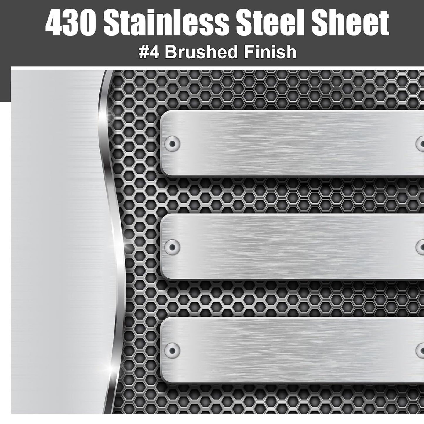 2 Pcs 430 Stainless Steel Sheet Metal 12 x 6 Inches 24GA Metal Plates Panel #4 Brushed Finish Magnetic Mount Board Wall Food Truck Restaurant Crafting Kitchen Floor Trailer Garage Gym