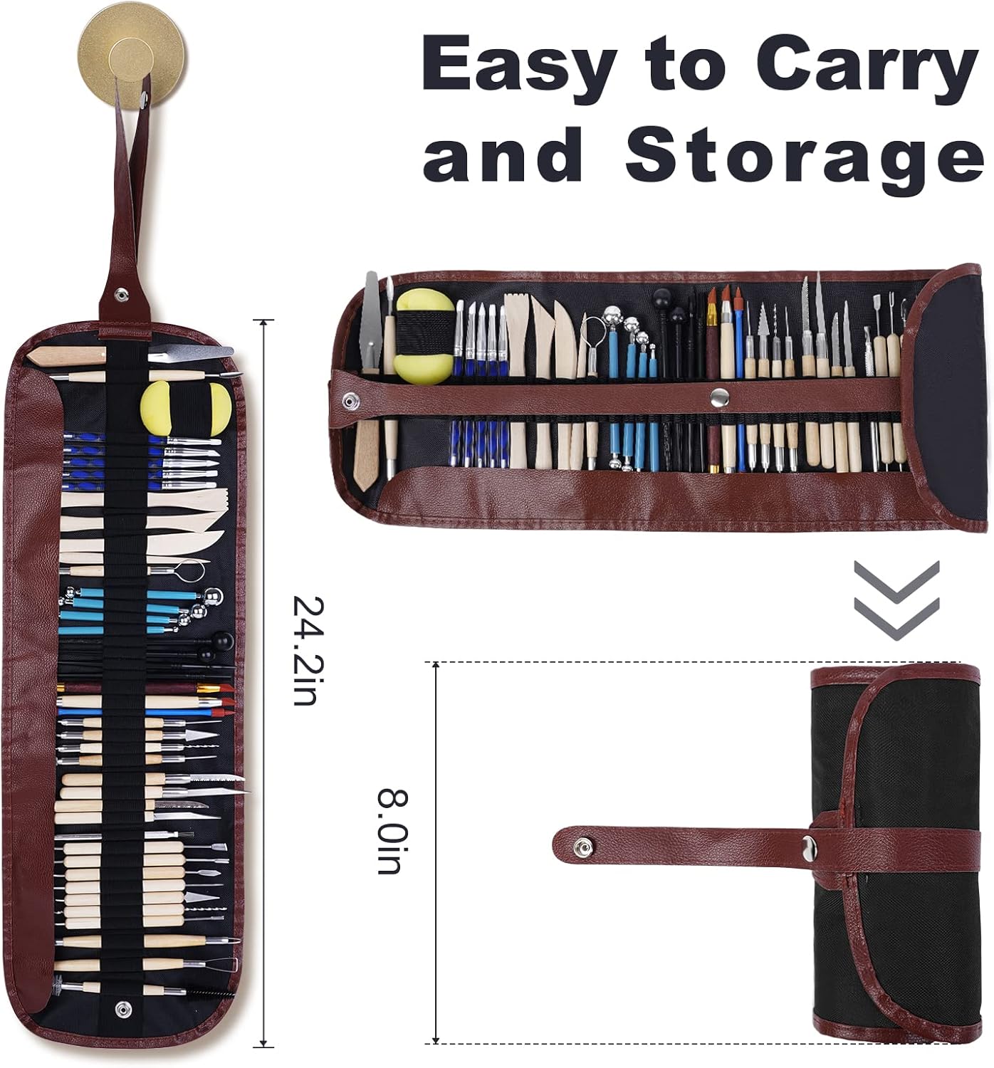 Yagugu Pottery Clay Tools for Adults Sculpting, 45Pcs Basic Wood Ceramics Carving Polymer Clay Tool Supplies kit Supplies for Kids and Artists Modeling Shaping Building for Art&Craft Gifts