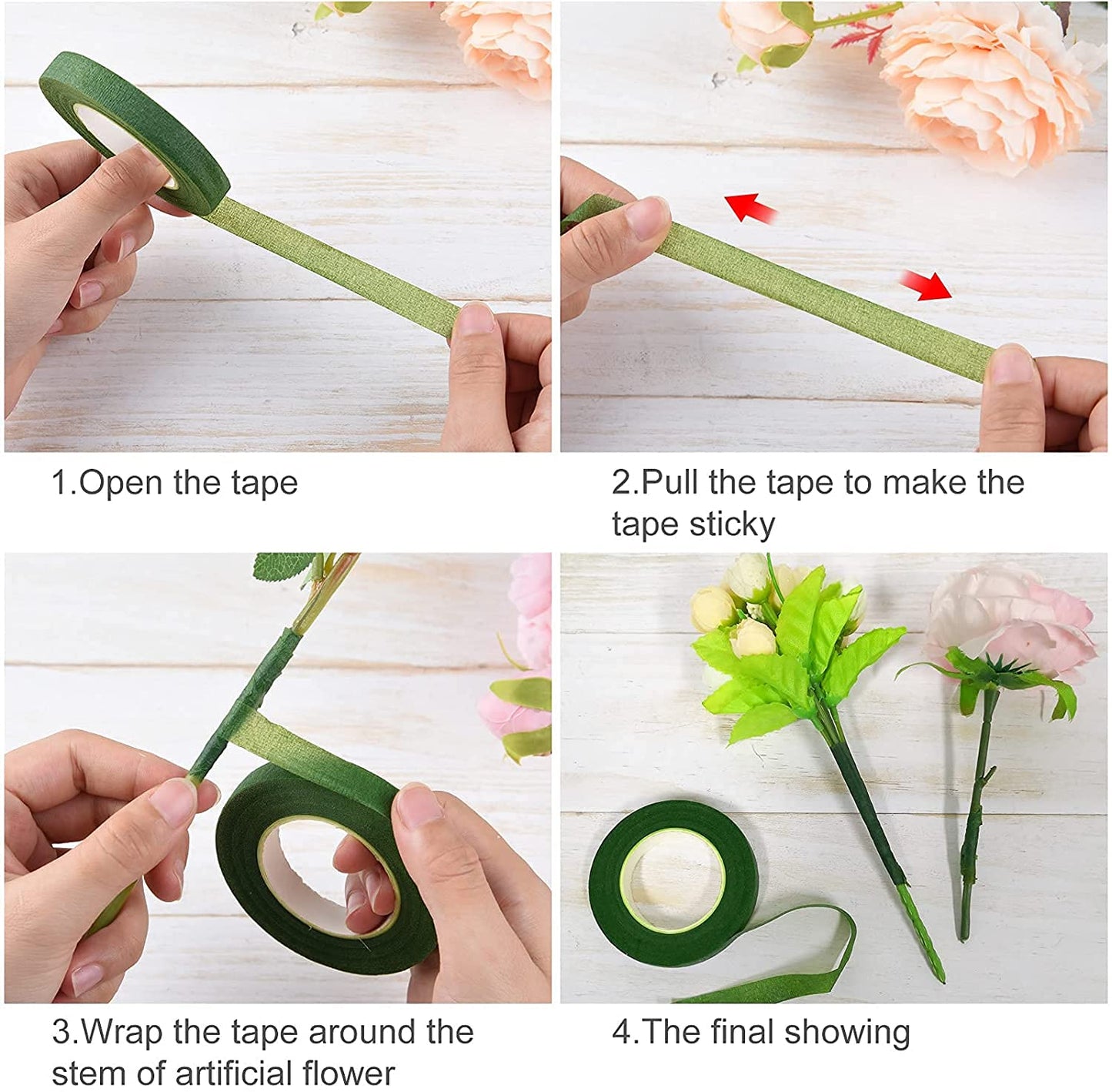 SONGZIMING Floral Arrangement Kit with Green Floral Tape, 22 Gauge Floral Wire Stems, 26 Gauge Paddle Floral Wire and Floral Wire Cutter for Bouquets banquets, Artificial Flowers