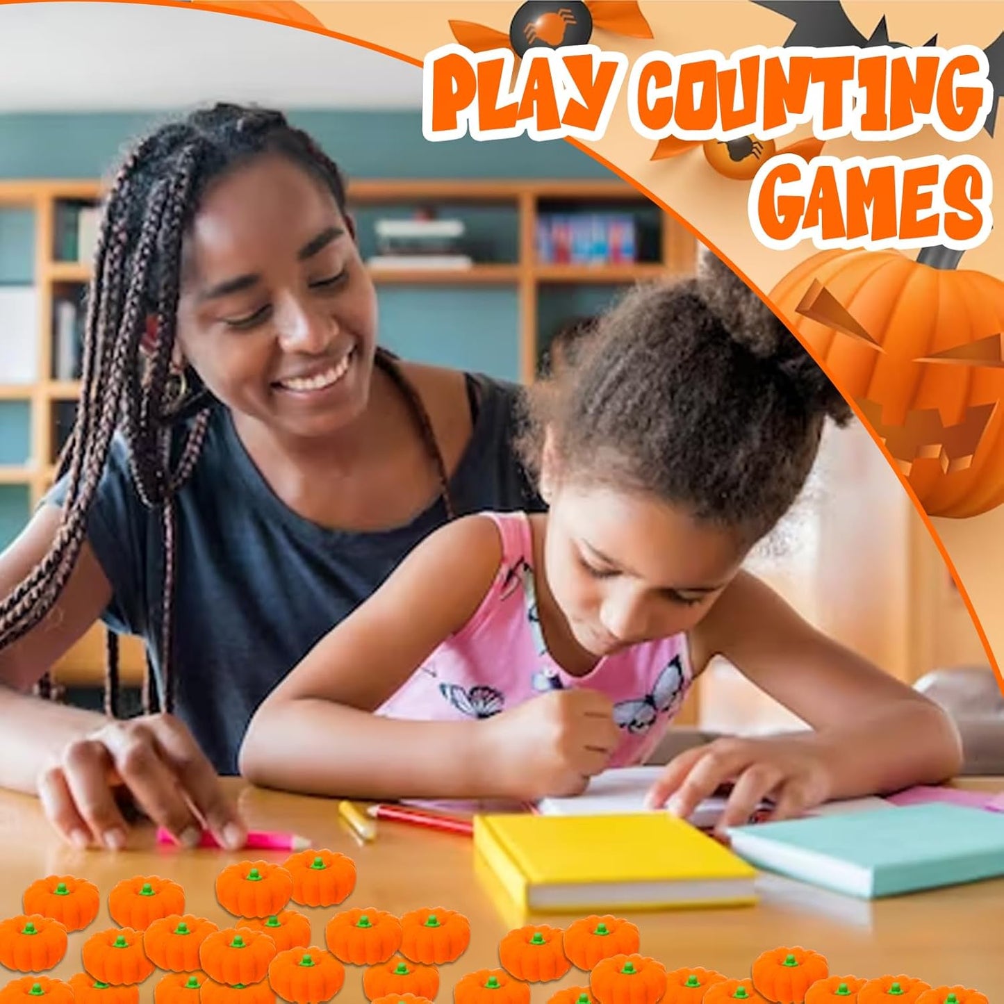 44 Pcs 3D Pumpkin Erasers Bulk, Fall Mini Erasers Novelty Pencil Eraser Stationery for Kids Students Halloween Fall Thanksgiving Party Favor Teacher Rewards Classroom