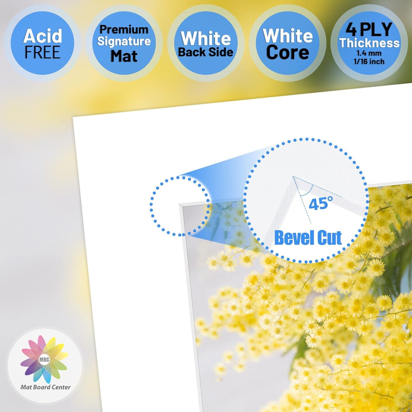 Mat Board Center, Pack of 10, 10x13 for 6x9 White Photo Picture Mats - Acid Free, 4-ply Thickness, White Core - for Pictures, Photos, Framing