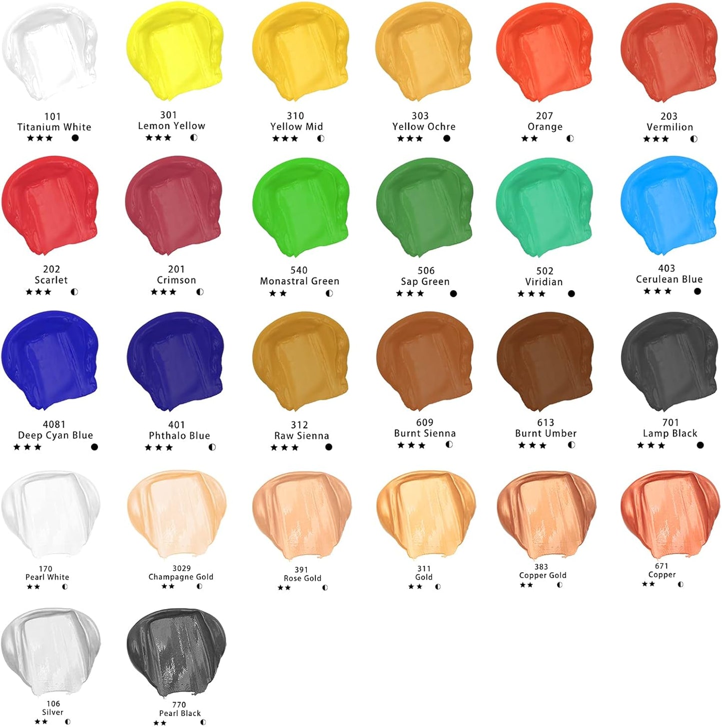 Artecho Professional Acrylic Paint, White and Black (120ml / 4.05oz) Tubes, Art Craft Paints for Canvas, Rock, Stone, Wood, Fabric, Art Supplies