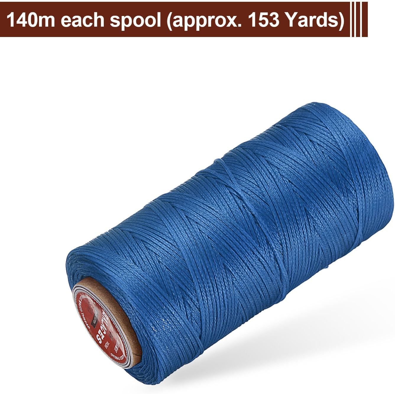 uxcell Flat Leather Sewing Waxed Thread, 140m / 153 Yards Polyester Wax String, 300D Wax Stitching Cord for Leather Crafts, Bookbinding, Bracelets Braided, Navy Blue