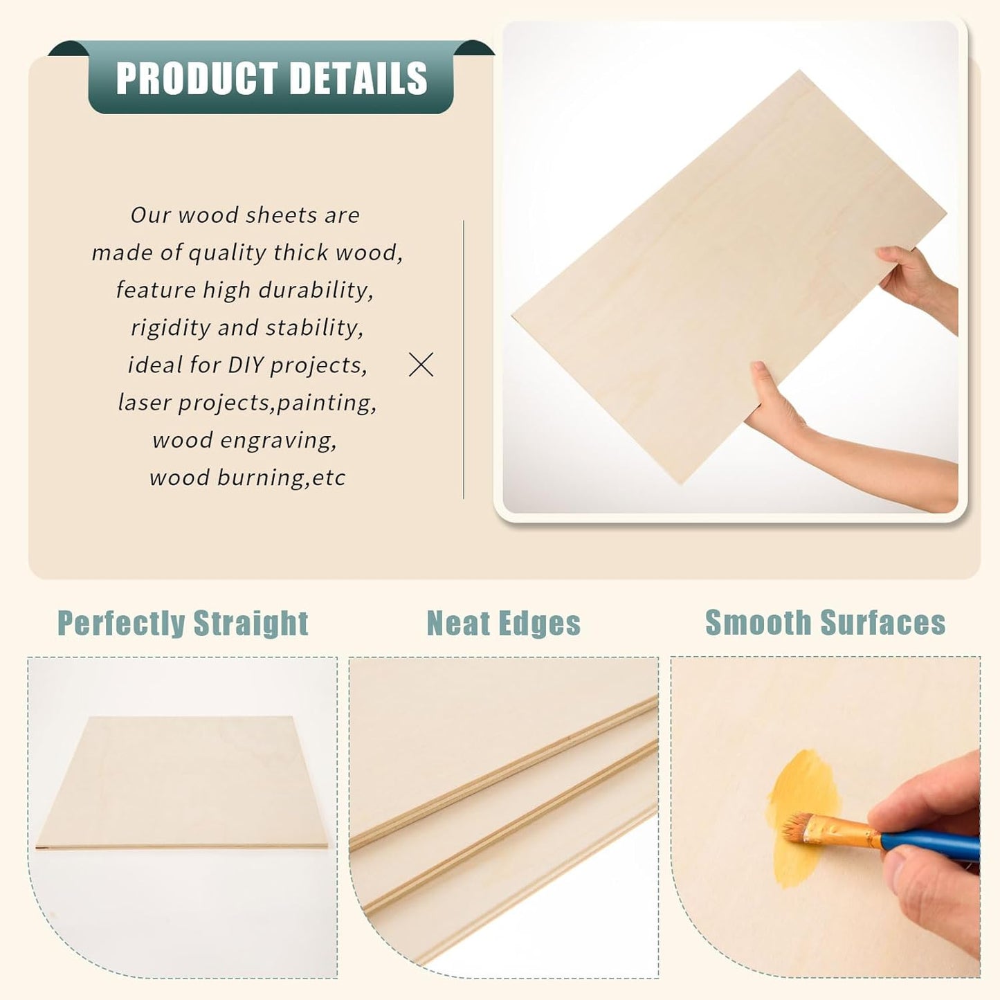 12 Pack 12 x 24 x 1/4 Inch-6mm Thick Basswood Sheets for Crafts Unfinished Plywood Sheets Rectangular Wood Panel Boards for DIY Laser Project, Wood Burning, Engraving, Architectural Models, Staining