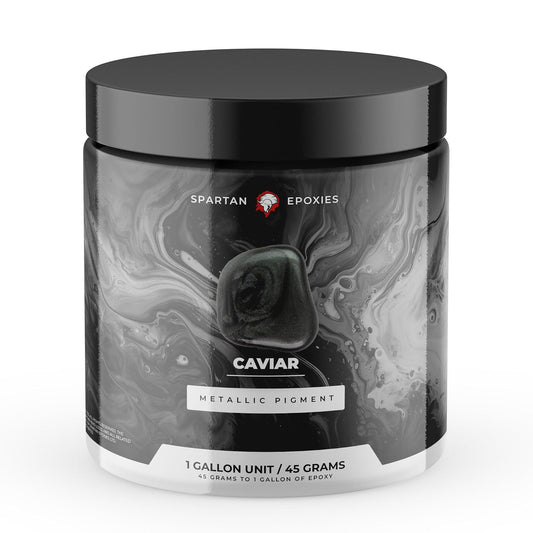 Spartan Epoxies Metallic Pigment Powder for Epoxy - 30 Unique Colors, 4oz for 1 Gallon and 12oz for 3 Gallons of Clear Epoxy, Made in The USA (Caviar, 4oz (45 Grams))