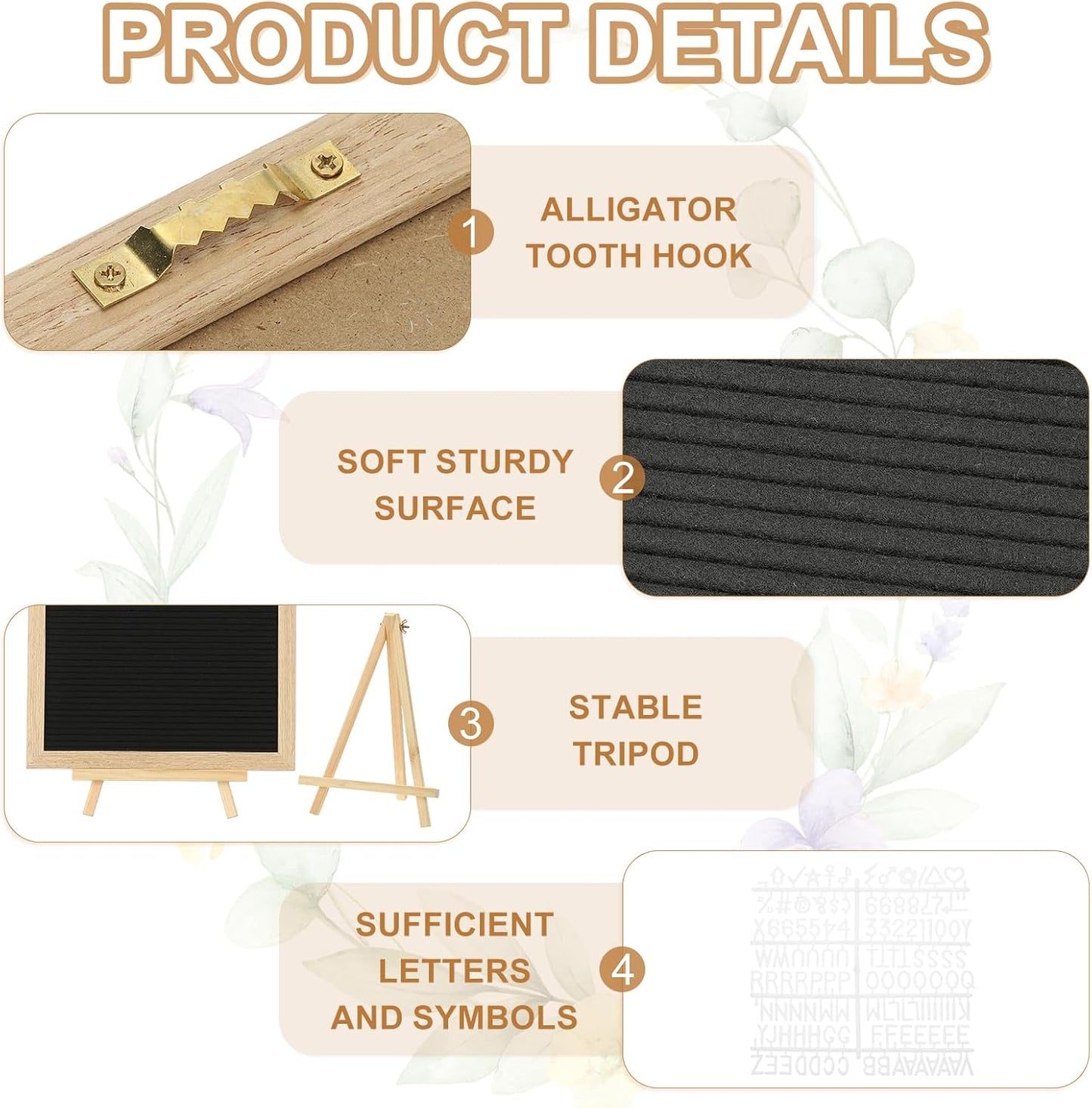 PATIKIL Felt Letter Board, 12x16Inches Black Wooden Changeable Message Board with Storage Bag Stand for Kitchen Menu Farmhouse Decor Notes, White Letter