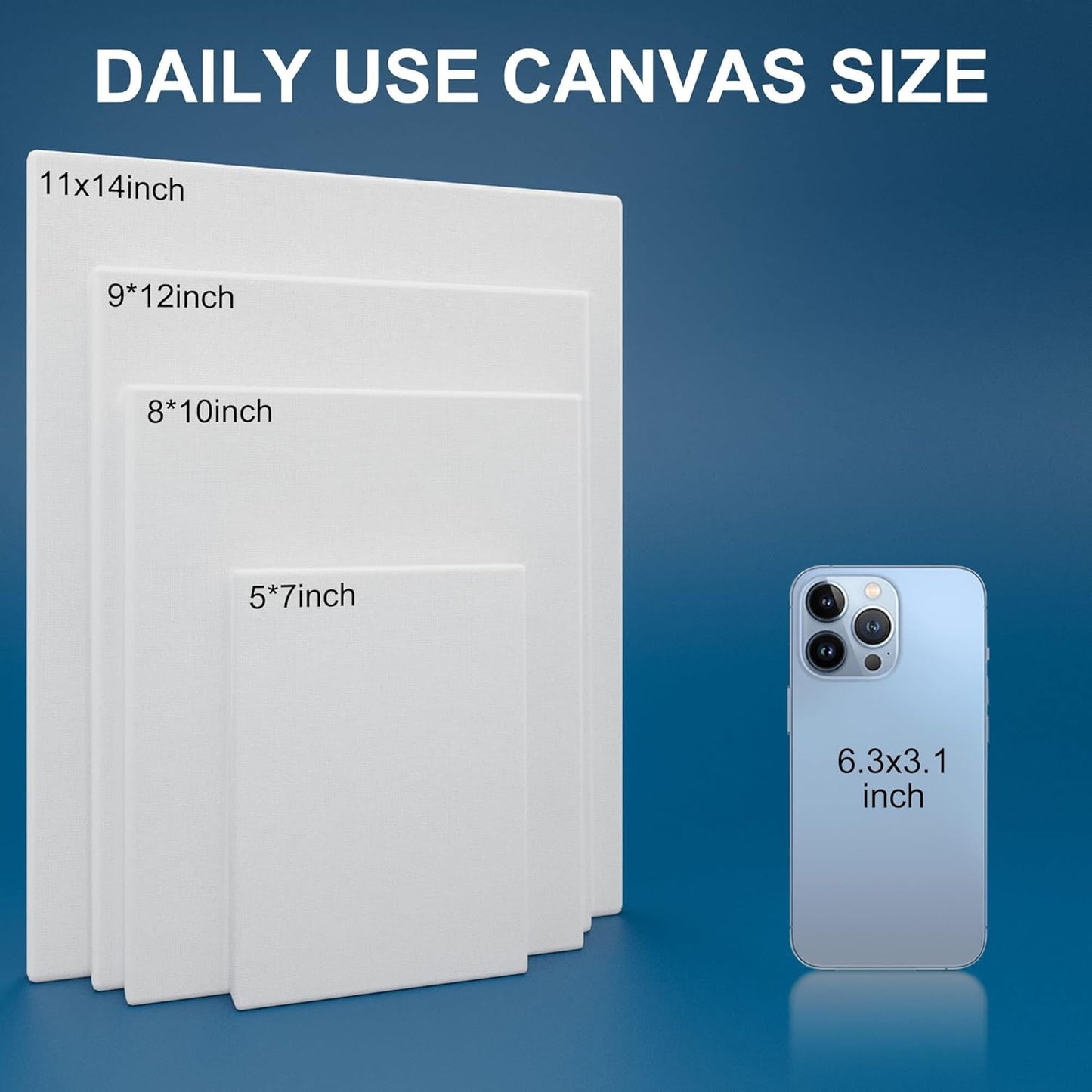 Artkey Canvases for Painting 8 x 10 Inch 10 - Pack, 5/8" Profile Stretched Canvas - 10 oz Primed, 100% Cotton White Blank Canvas - Art Paint Canvases for Acrylic Oil Paint