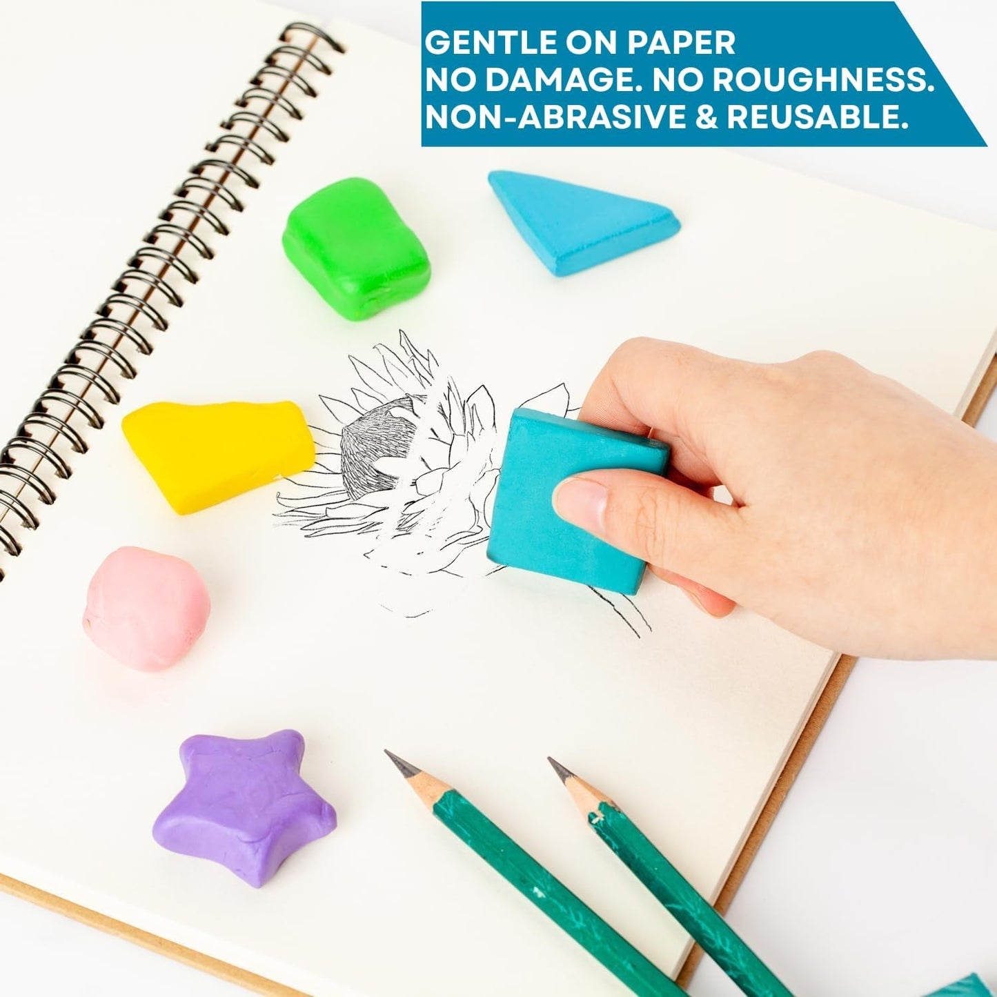 24 Pack Kneaded Erasers,Colorful Drawing Art Moldable Kneaded Sketching Erasers for Artists Blend, Shade, Smooth(24,Colored Eraser)