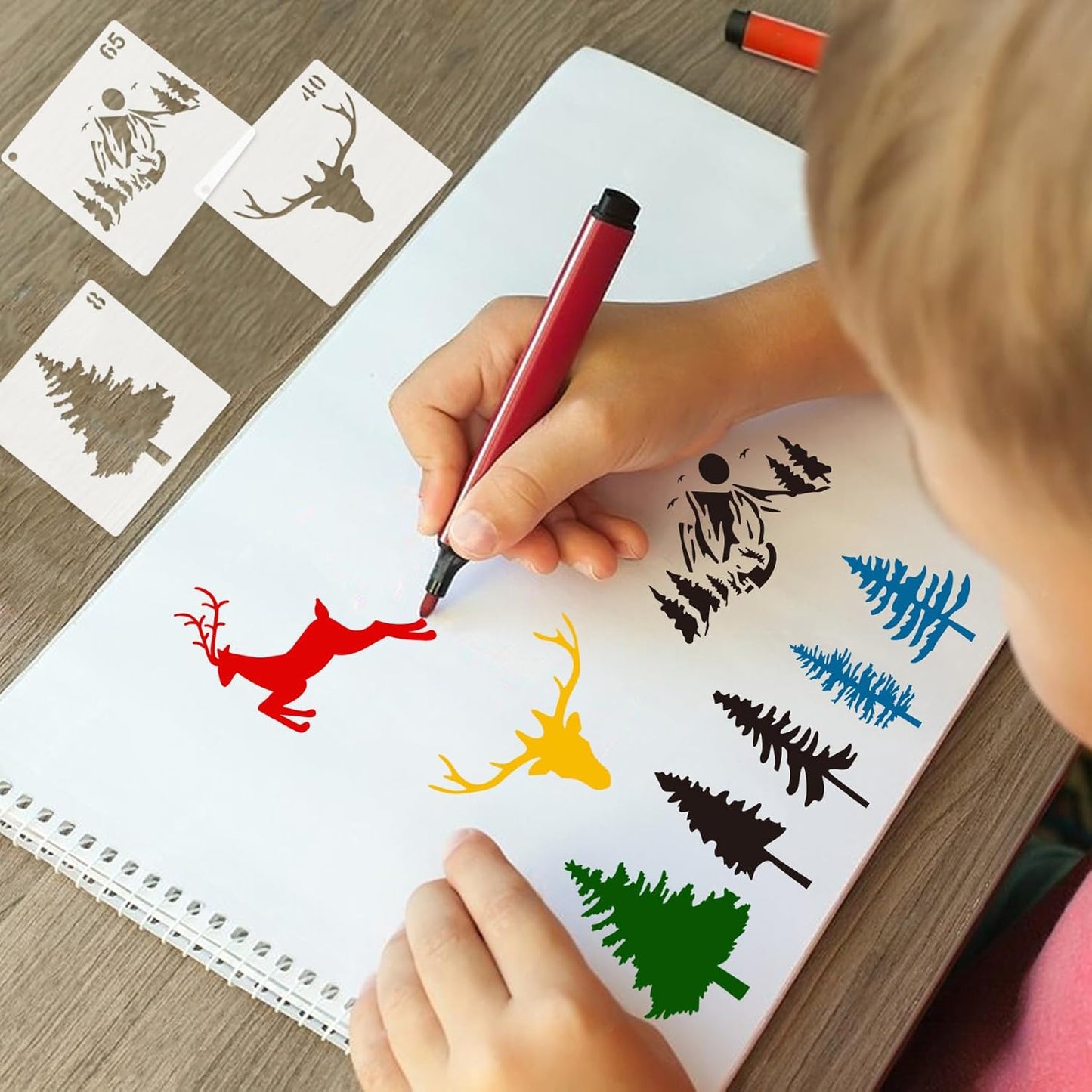 Small Stencils for Painting on Wood Reusable, 3 Inch Reusable Stencil for Craft Ornament Paint Template Stencils for Wall Card Rock Wood Signs Coasters Canvas Home Decor (Animal Deer)