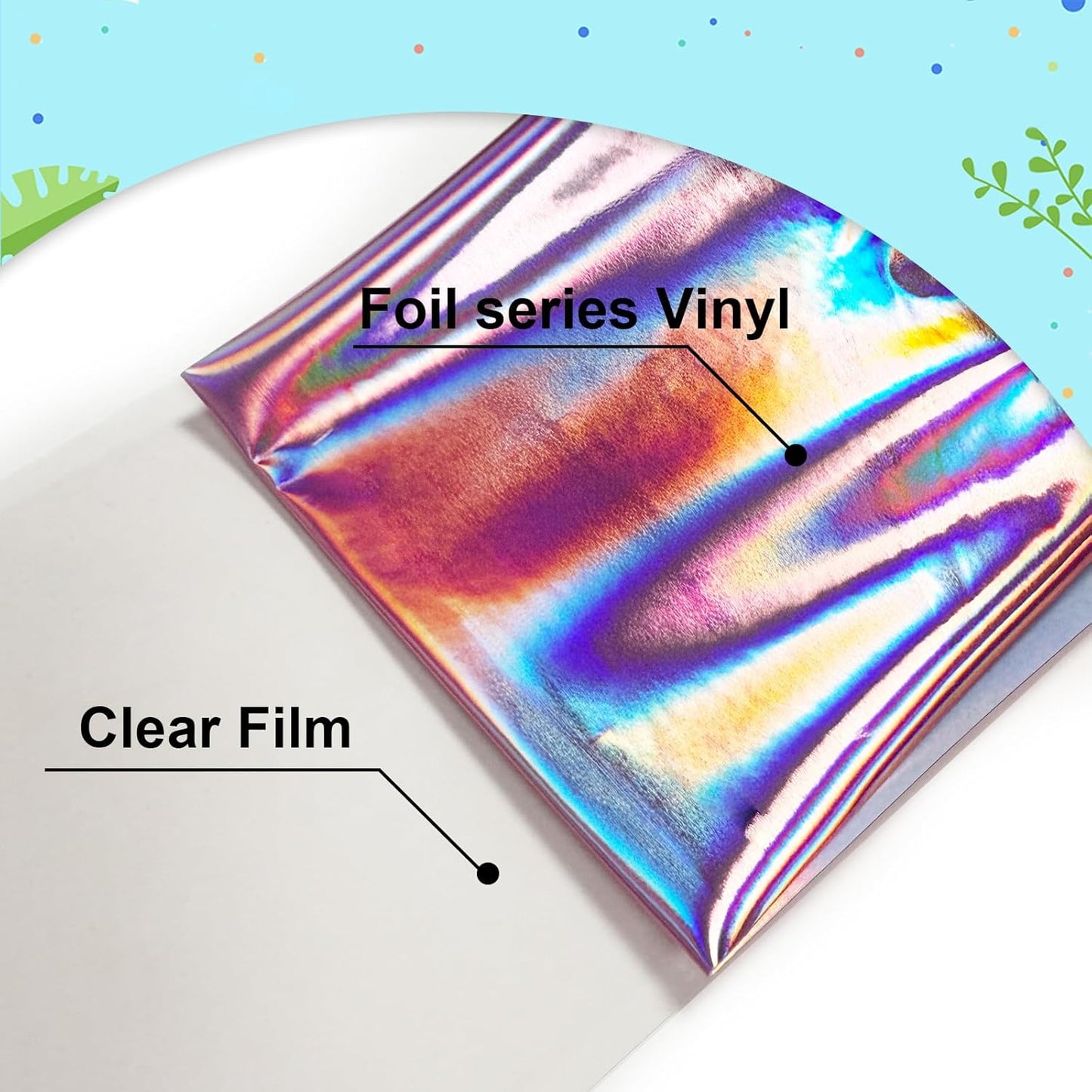 ROFISUESheet MetallicFoil HeatTransferVinyl12Inch*6Ft,BundleChrome HTV VibrantColors for Stunning T-Shirt DesignsPerfect forDIY (olographic Pink, 12Inch*6Ft)