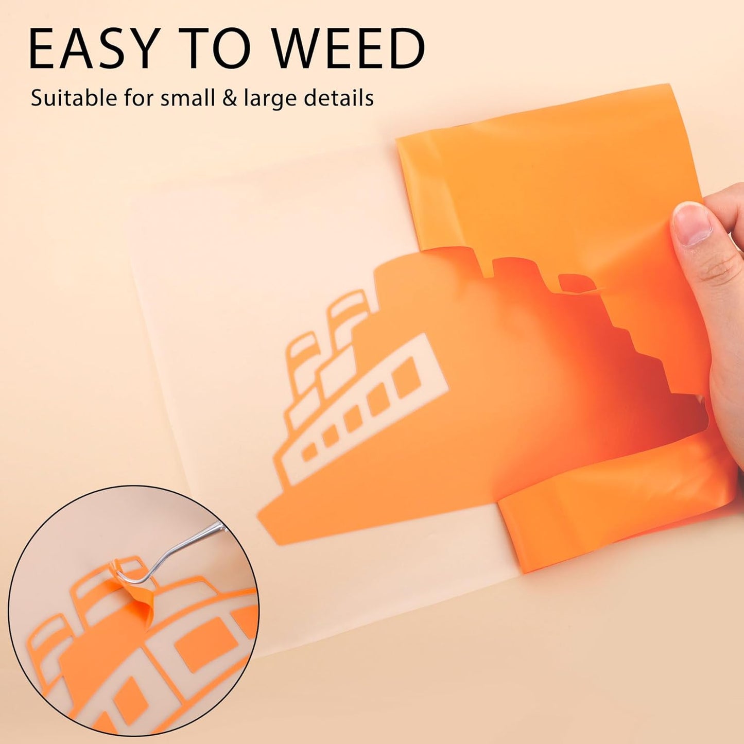 RENLITONG Orange Iron on Vinyl 12Inch by 50ft Roll HTV Heat Transfer Vinyl for T-Shirt HTV Rolls for All Cutter Machine - Easy to Cut & Weed for Heat Transfer Design