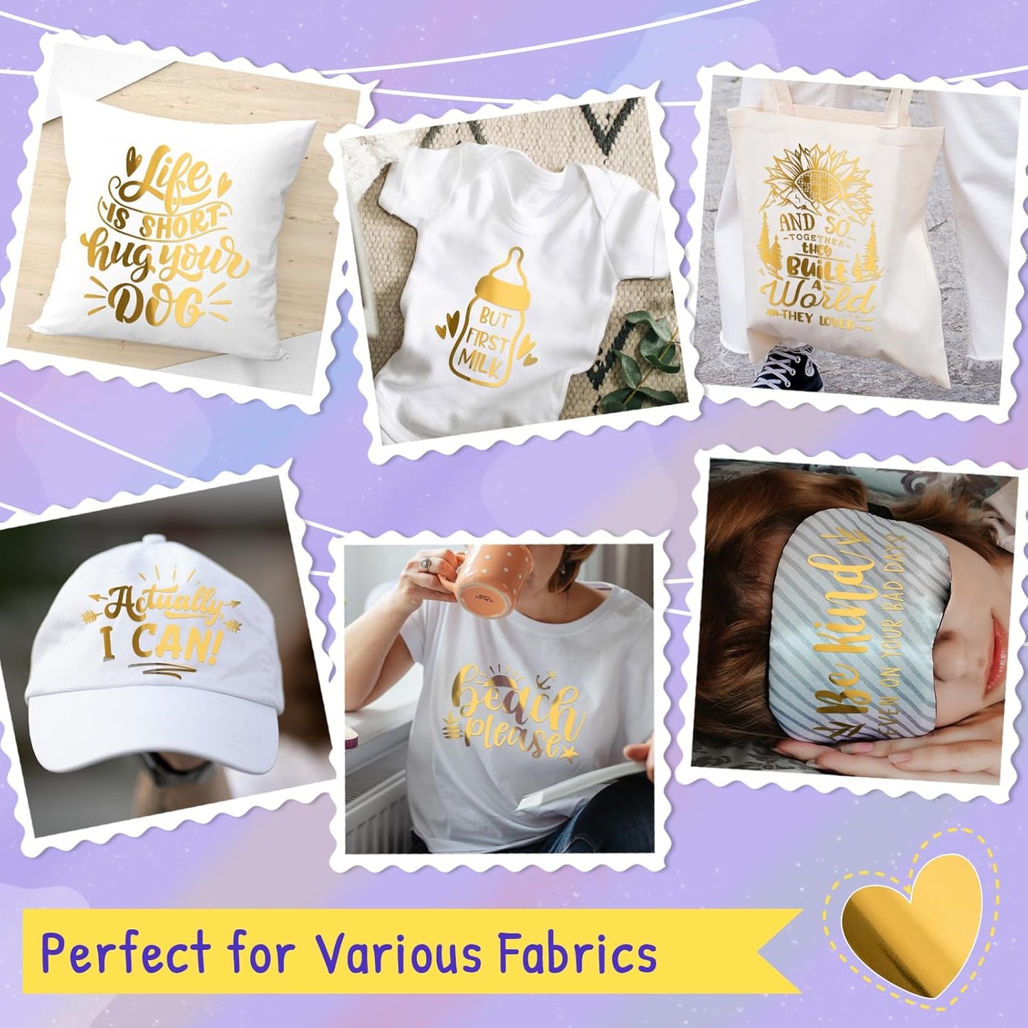 VINYL FROG Metallic Foil HTV Vinyl Roll 12" x12ft Gold Chrome Heat Transfer Vinyl Iron on Vinyl Easy to Cut & Weed DIY Heat Press Design for T-Shirts