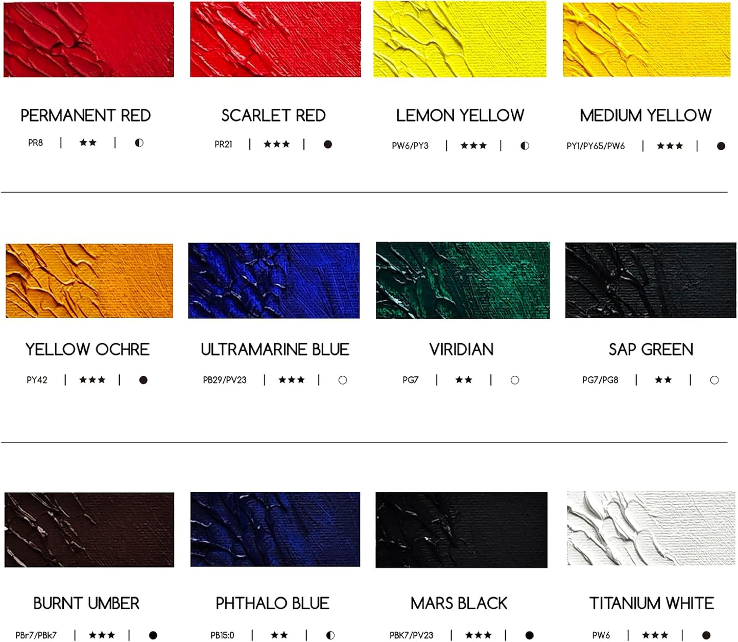 MEEDEN Artist Oil Paint Set - 12 Colors x 170ml/5.7oz Tubes - Art Supplies for Canvas Painting