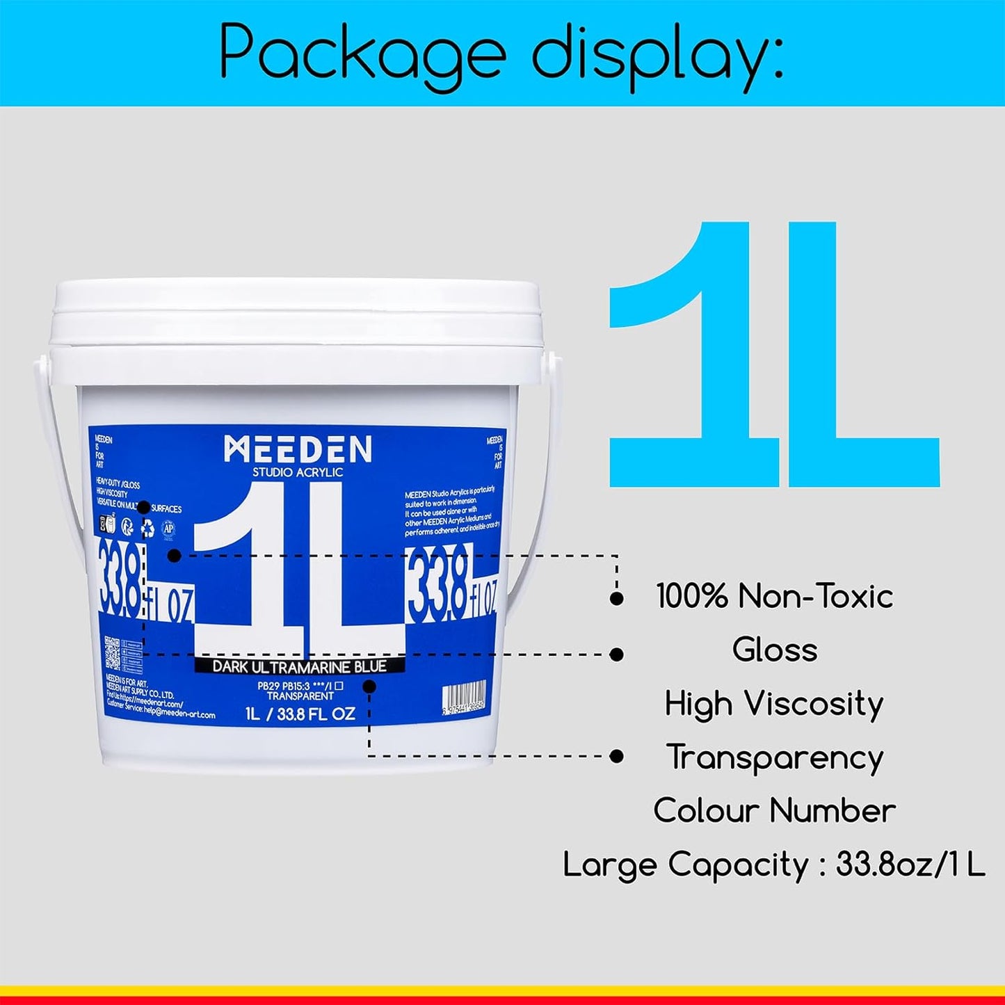 MEEDEN Acrylic Paint Set 1L: 6 Colors Large Bulk 33.8 oz Acrylic Paints - Heavy Body Gloss Art Paints for Canvas Crafts Pumpkins Painting