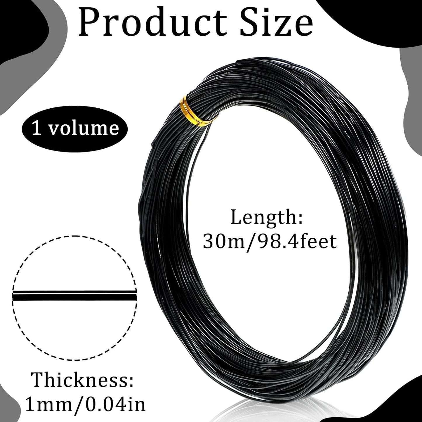 98 Feet Black Craft Wire Bendable, 1mm 18 Gauge Wire for Jewelry Making, Aluminum Sculpting Black Floral Wires for Crafts, Jewelry, Beading, Wreath Making