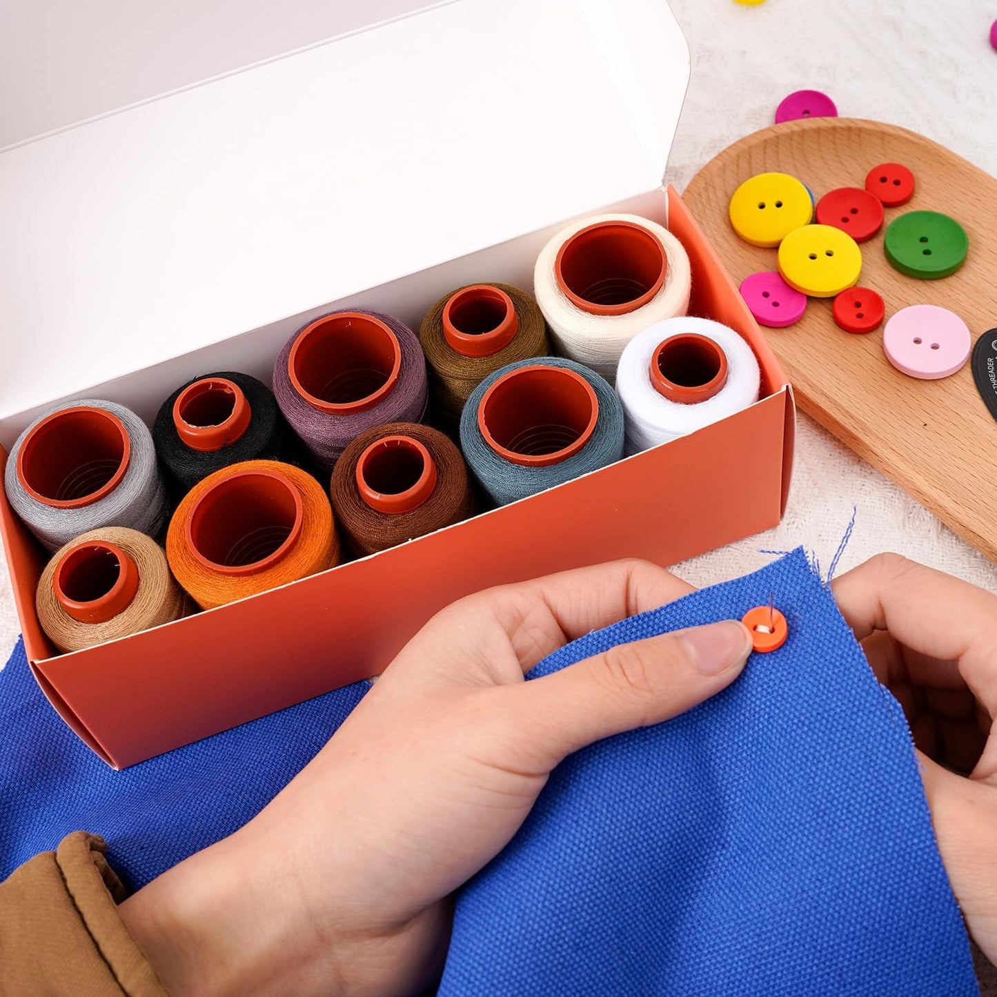 Sewing Thread Kit, All Purpose Sewing Thread 40wt, 10 Spools Assorted Colors Each 800 Yards of Polyester Threads for Sewing Machine, Hand Stitching, Quilting, Serger (Dark Color Series)