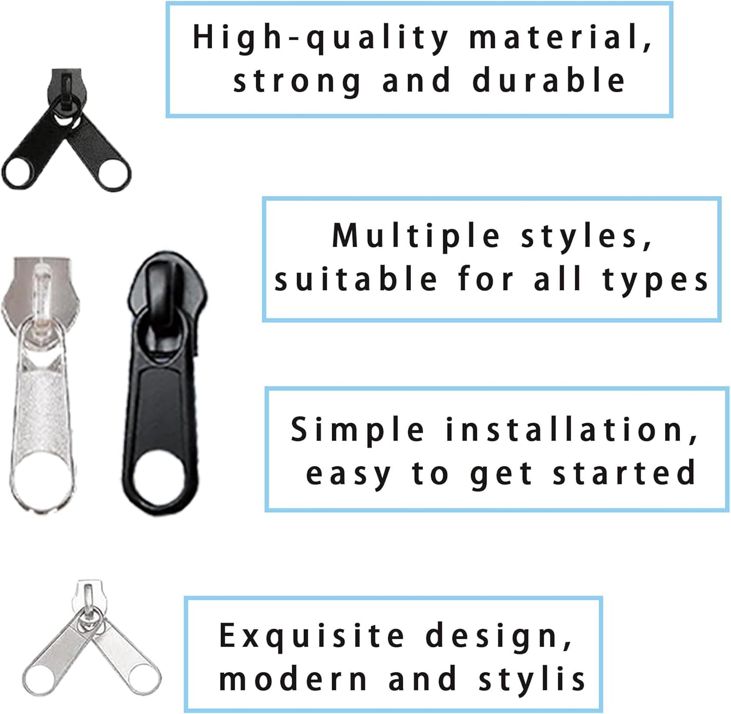 265pcs Zipper Repair Kit, Zipper Pull Replacement with Instant Pliers for Luggage, Coats, Jackets,Tents, Backpacks(All-in-One)