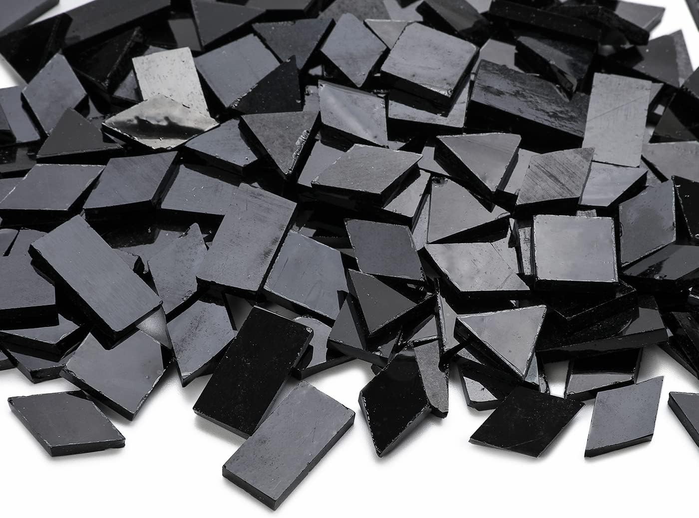 Multi-Color Options, Lanyani Glass Mosaic Tiles for Crafts,4 Shapes Mixed Colorful Glass Tiles Tiffany Stained Glass Pieces for Mosaic, 200 Pieces,Regular Black