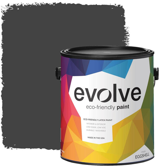 EVOLVE Paint & Primer: Environment-friendly, Low Sheen with One-coat Coverage for Interior & Exterior surfaces (Black Iron, 1-Gallon)