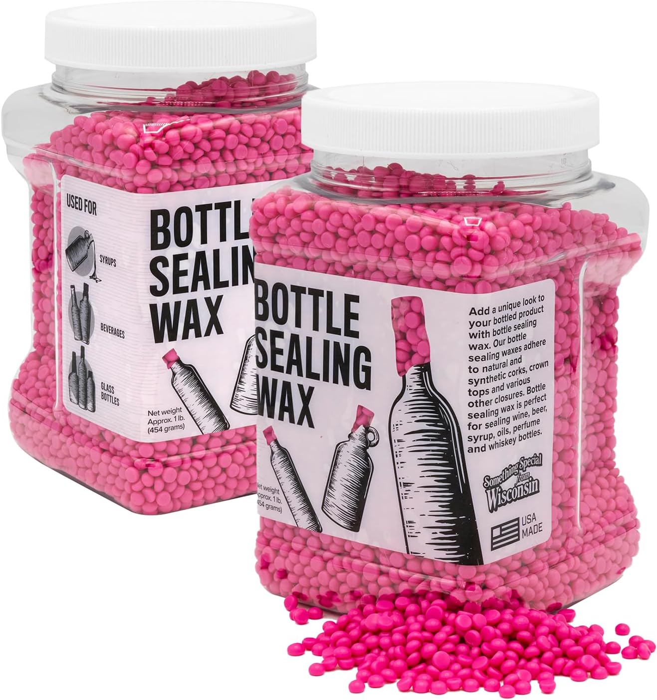 Blended Waxes, Inc. Bottle Sealing Wax, Pastille Wax Seal Beads For Wine, Beer, and Liquor Bottle Sealing, Seals Between 25-30 Bottles, 1 lb, Pink Flamingo