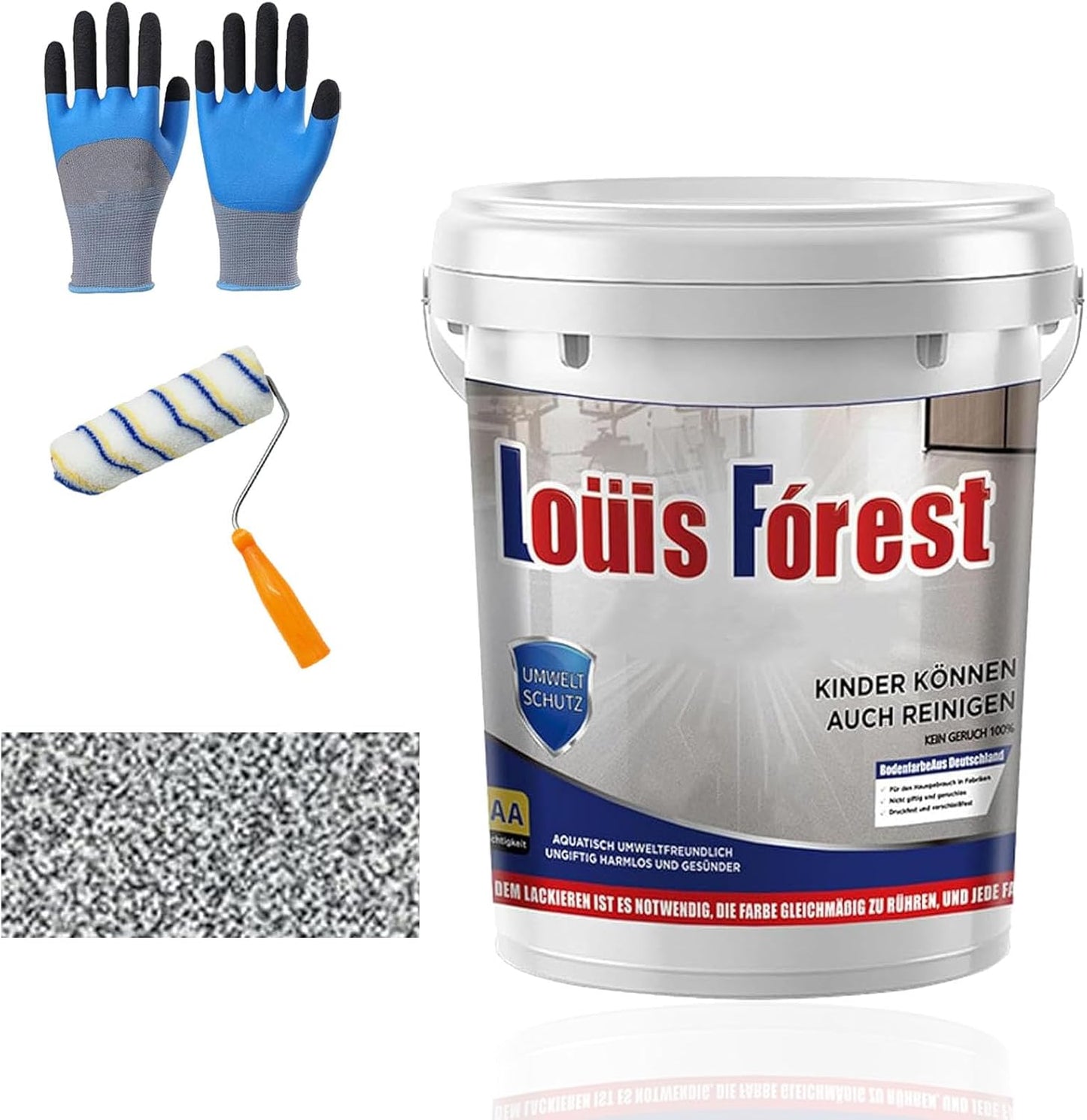 Louis Forest Epoxy Floor Paint, High-Gloss Marble Effect Coating, Epoxy Colored Sand Floor Paint, Wear-Resistant and Non-Slip for Indoor Outdoor (1KG-Sea gray)